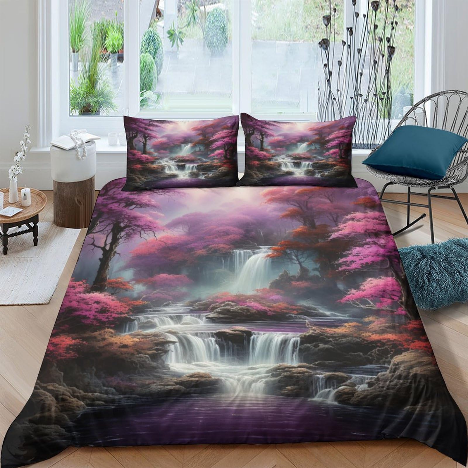 Housse de couette 3D cascade pour une ambiance de chambre zen et nature
