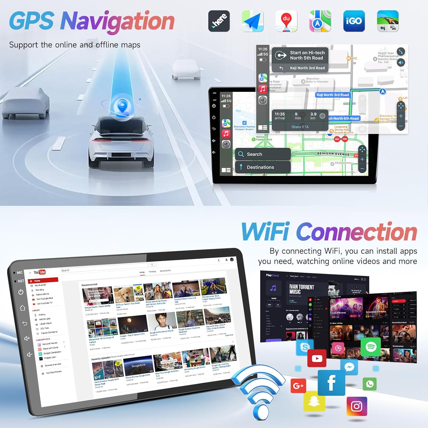 2+32GB Android Car Stereo for Honda Civic 2013 2014 2015 2016 2017 - KuTaiTai 9 Inch IPS Touch Screen Radio for Civic with Carplay, Android Auto, Mirrorlink, Bluetooth, in-Dash GPS, FM, SWC + CANBUS