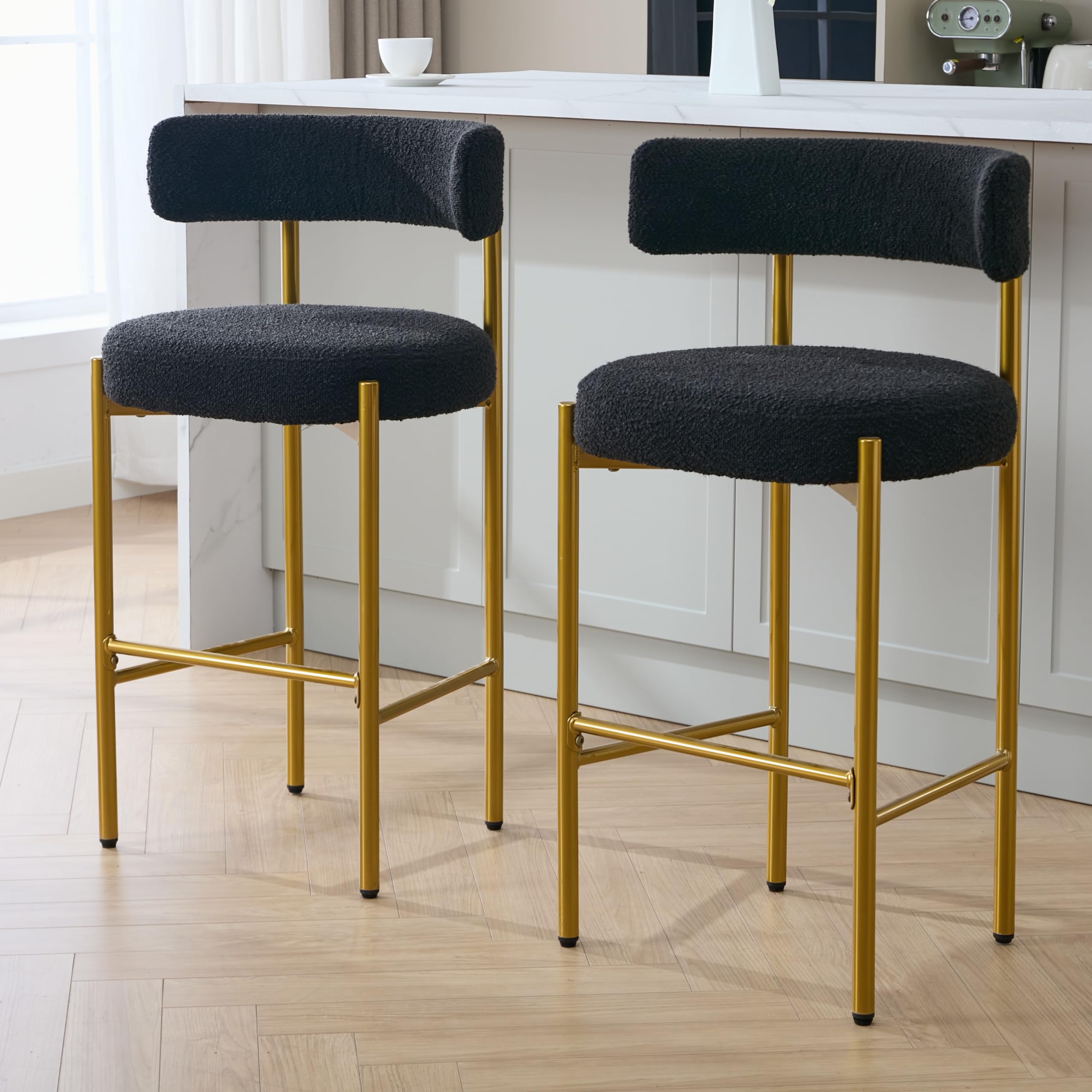 Amazon.com: Forsalund Counter Height Bar Stools, 28'' Black Gold Bar ...