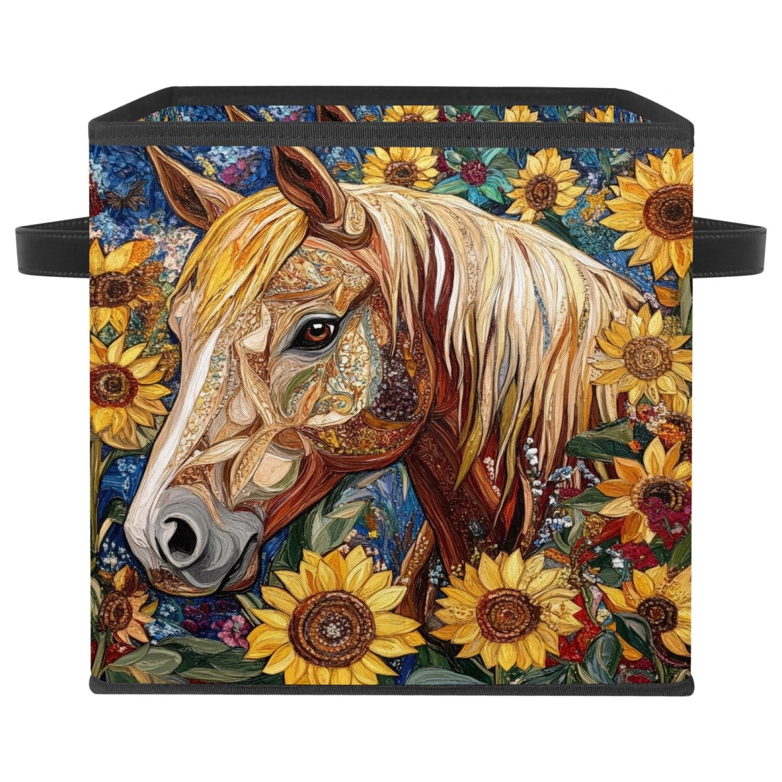 Organiser les vêtements avec la boîte de rangement tournesols chevaux grand panier pliable tissu