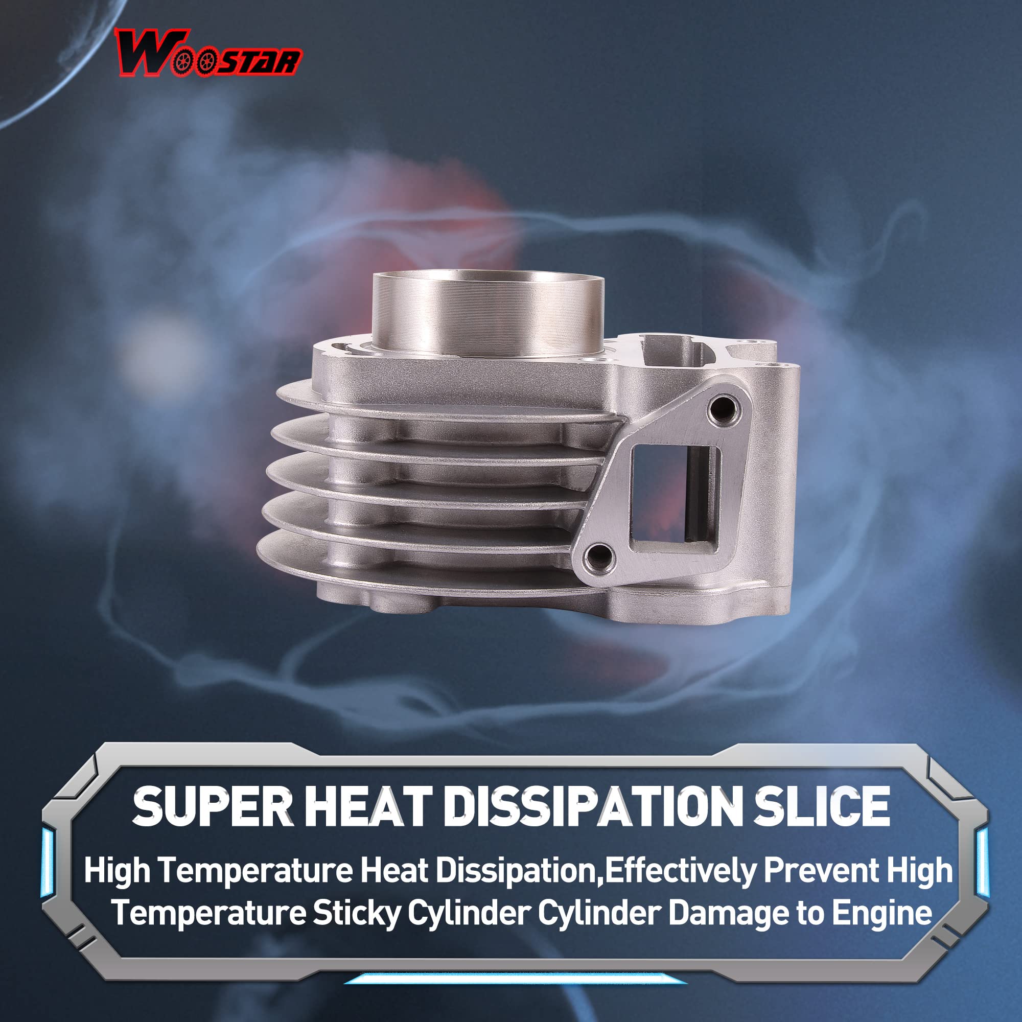 WOOSTAR 47mm Cylindre Complet à Gros Alésage Assemblée Remplacement pour Moteur GY6 4 Temps Taotao 49cc 50cc ATV Scooter 139QMA 139QMB