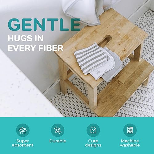 Miniatura 4 de Spasilk Juego de toallitas para niños y niñas recién nacidos, juego de toallas de rizo suave, paquete de 10, gris celestial