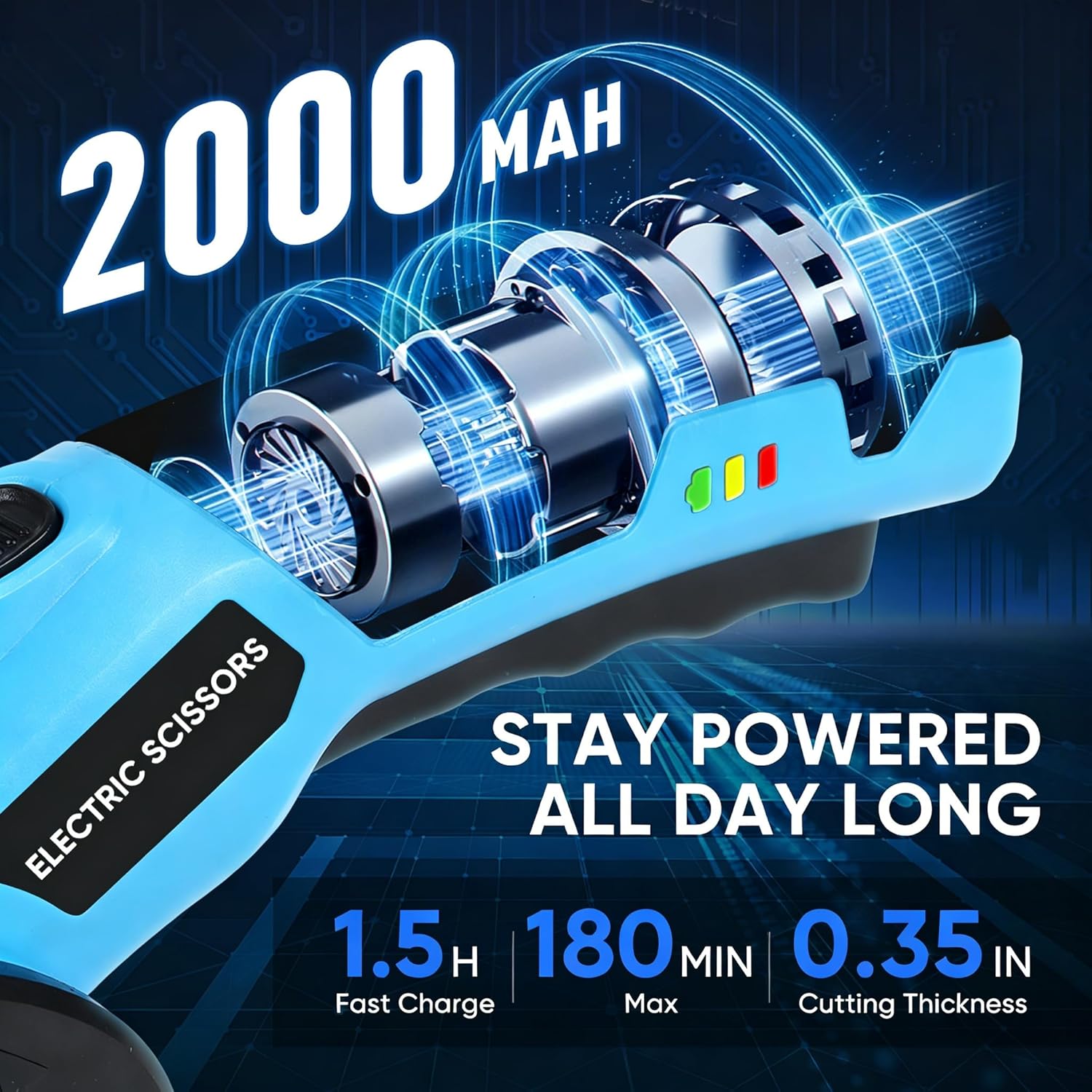 Upgraded Cordless Electric Scissors, Cardboard Cutter Electric 4.2V 360RPM 2000mAh, Rechargeable Electric Scissors for Cardboard,For Thin Cardboard Box Carpet Leather,Paper,Fabric,Carpet,Plastic