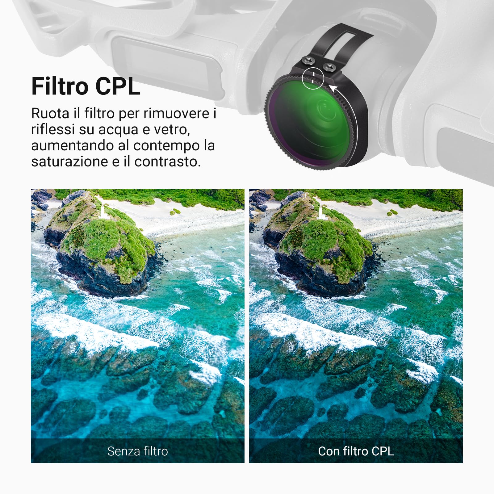 NEEWER Set di Filtro ND + CPL Solo Compatibile con DJI NEO 2, Kit Accessori per Obiettivo Drone, 3pz Filtri Polarizzatore Circolare e Densità Neutra (ND8/32) in Vetro HD Multistrato a Scatto, FL-N72