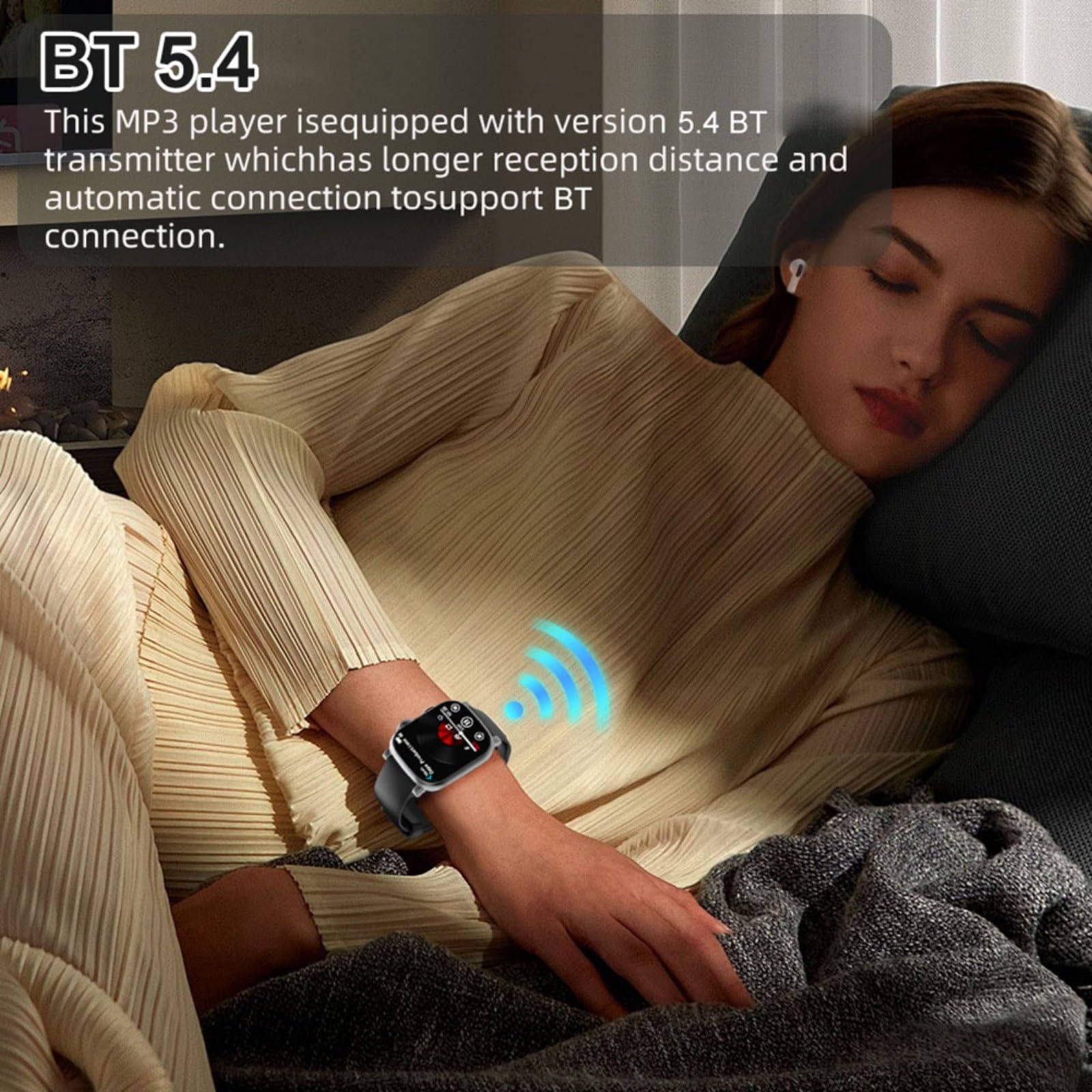 Reloj deportivo multifuncional con pantalla de 2.01 pulgadas, reproductor de música y video MP3, diseño de metal con altavoz externo para actividades al aire libre (negro y gris, 64 GB)
