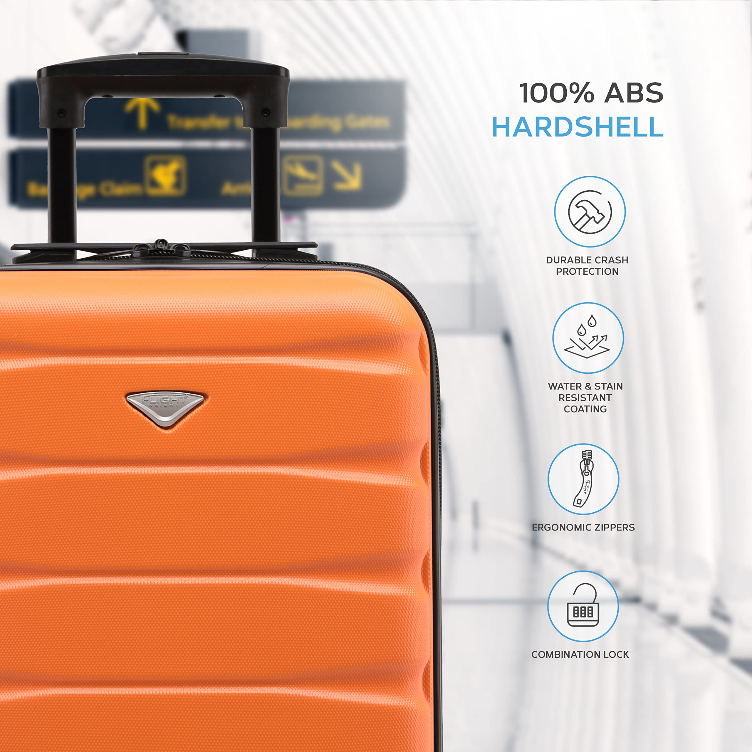 Flight Knight Cabin Suitcase 55x40x20 Ryanair Priority, EasyJet, Jet2 Lightweight Small Durable 4-Wheel Cabin Case, Carry-On for Over 60 Airlines, Hard Shell, 10kg Hand Luggage Bag (55 x 40 x 20 cm)