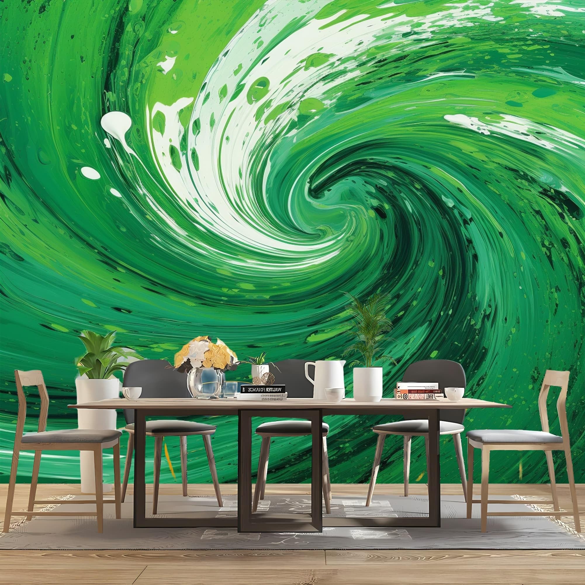 Panoramiczna tapeta 3D spiralna płyn artystyczna tapeta z włókniny fototapeta do salonu dziecięcego dekoracja sypialni zielony spersonalizowany nowoczesny plakat 250x175cm
