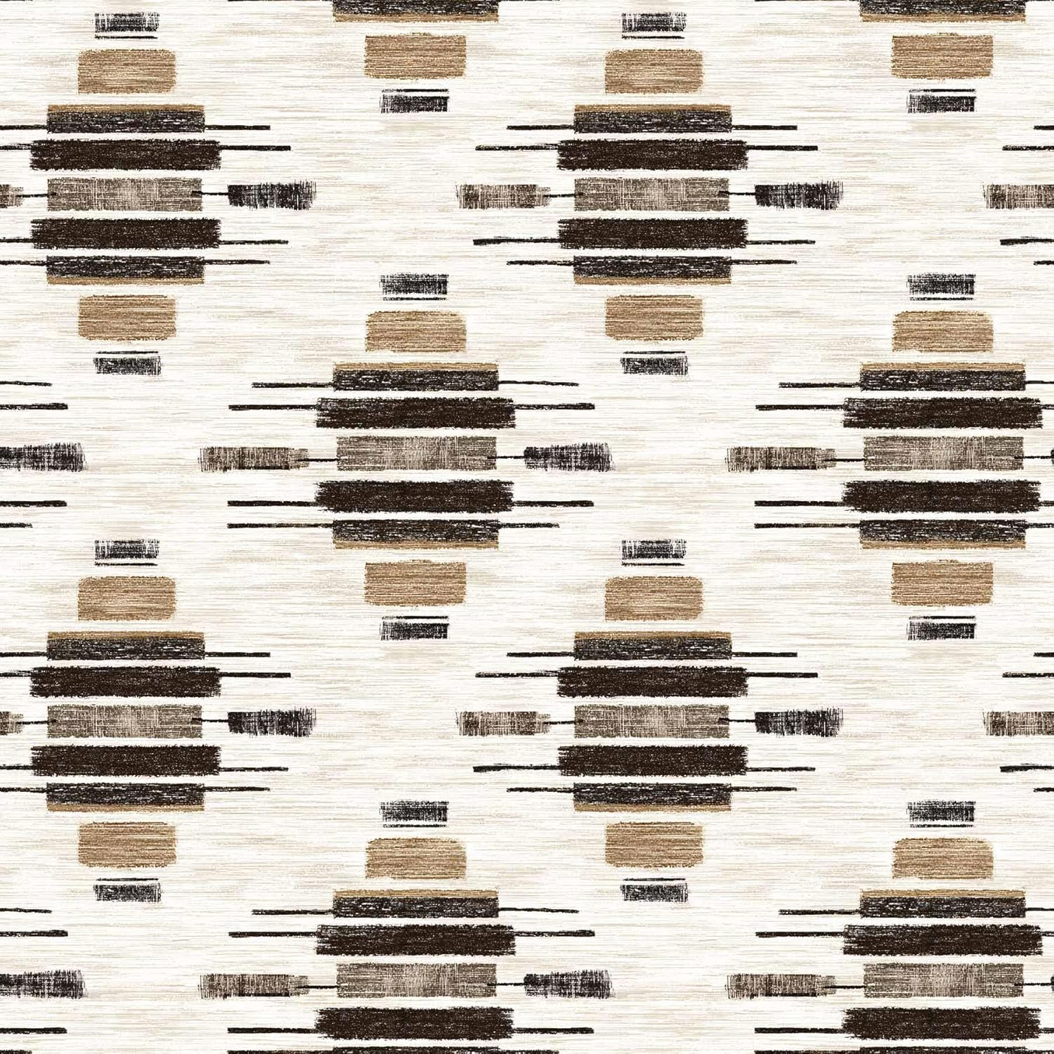 Abstract Geometric Boho Peel and Stick Wallpaper – Modern Neutral Tribal Pattern Wallpaper for Home Decor | Self-Adhesive, Waterproof Vinyl, 17.7" x 236"