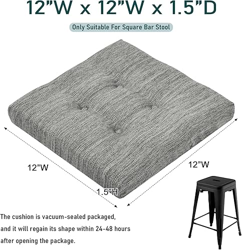 Miniatura 3 de Baibu - Cojín de asiento, cuadrados, para taburete de bar, muy suaves, cojín de asiento cuadrado con lazos.