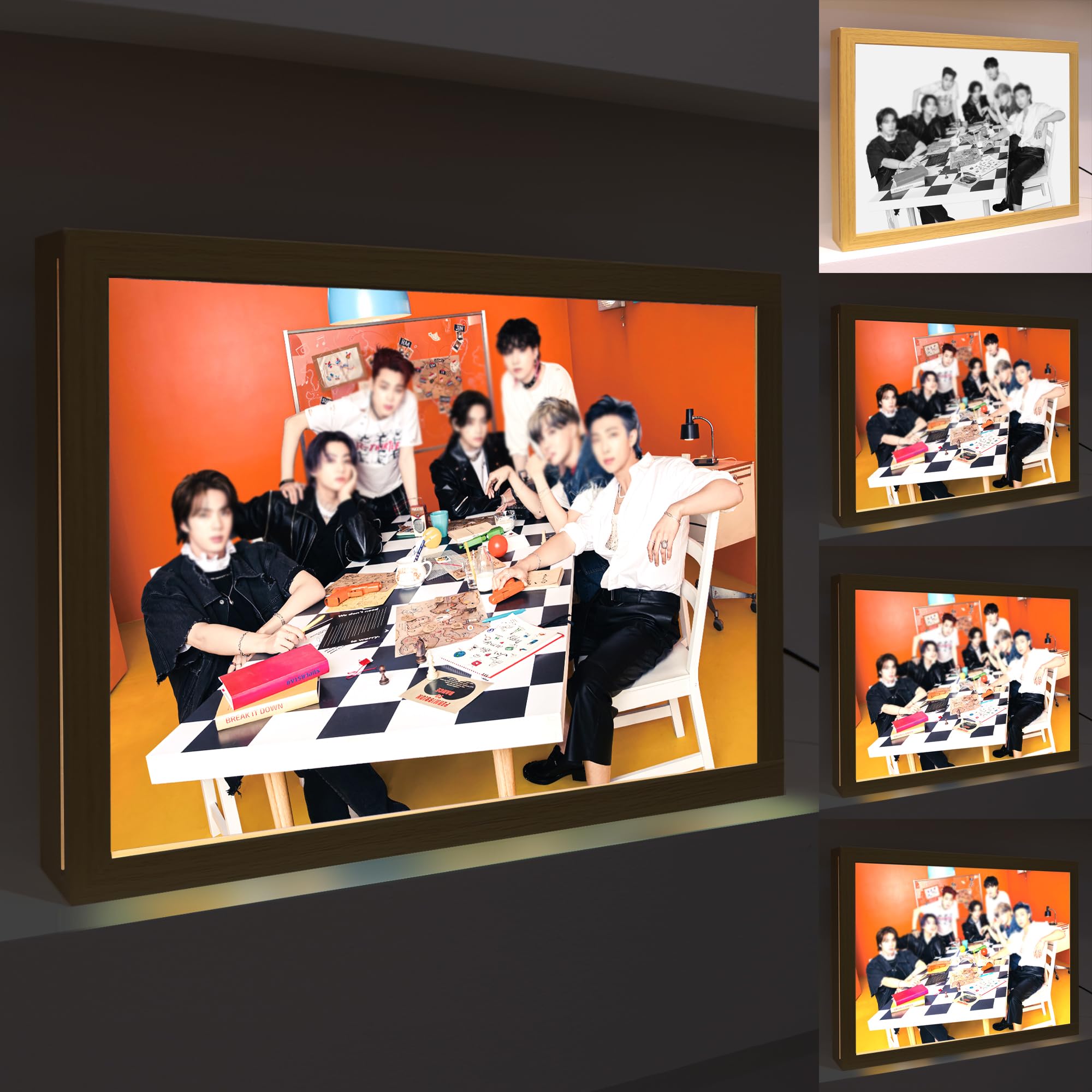 BTS Table Lamp – BTS Photo Art Night Light, Kpop Idol Merchandise, BTS Merch, A4 Size LED Table Light, 12.4 x 9 inch