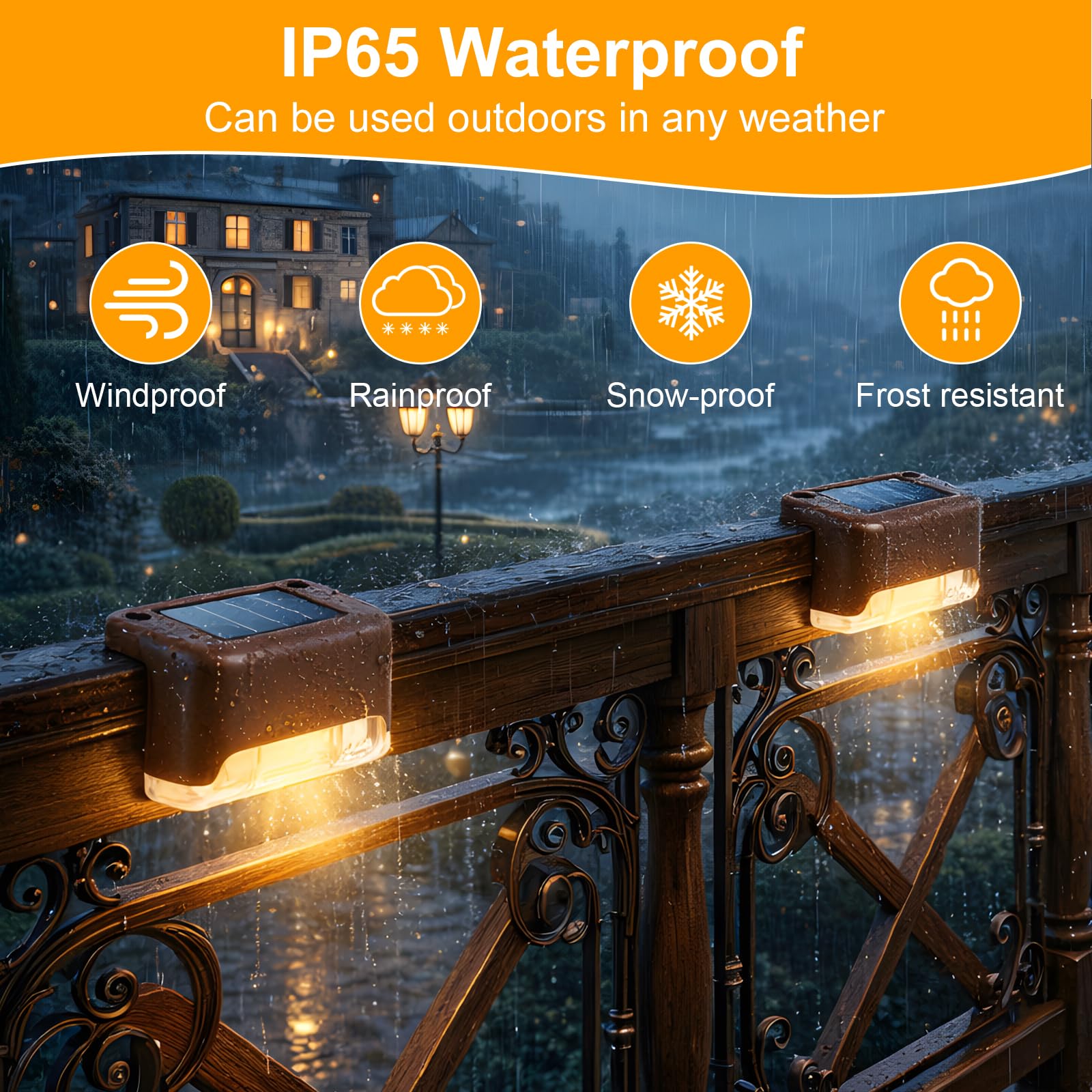 Qoosea Luci Solari da Giardino Esterno, 16 Pezzi Luce Solare Led per Scale Bianco Caldo, Impermeabile Luce Solare Faretto Lampade Solari per Scale Patio Sentieri Giardino Decor