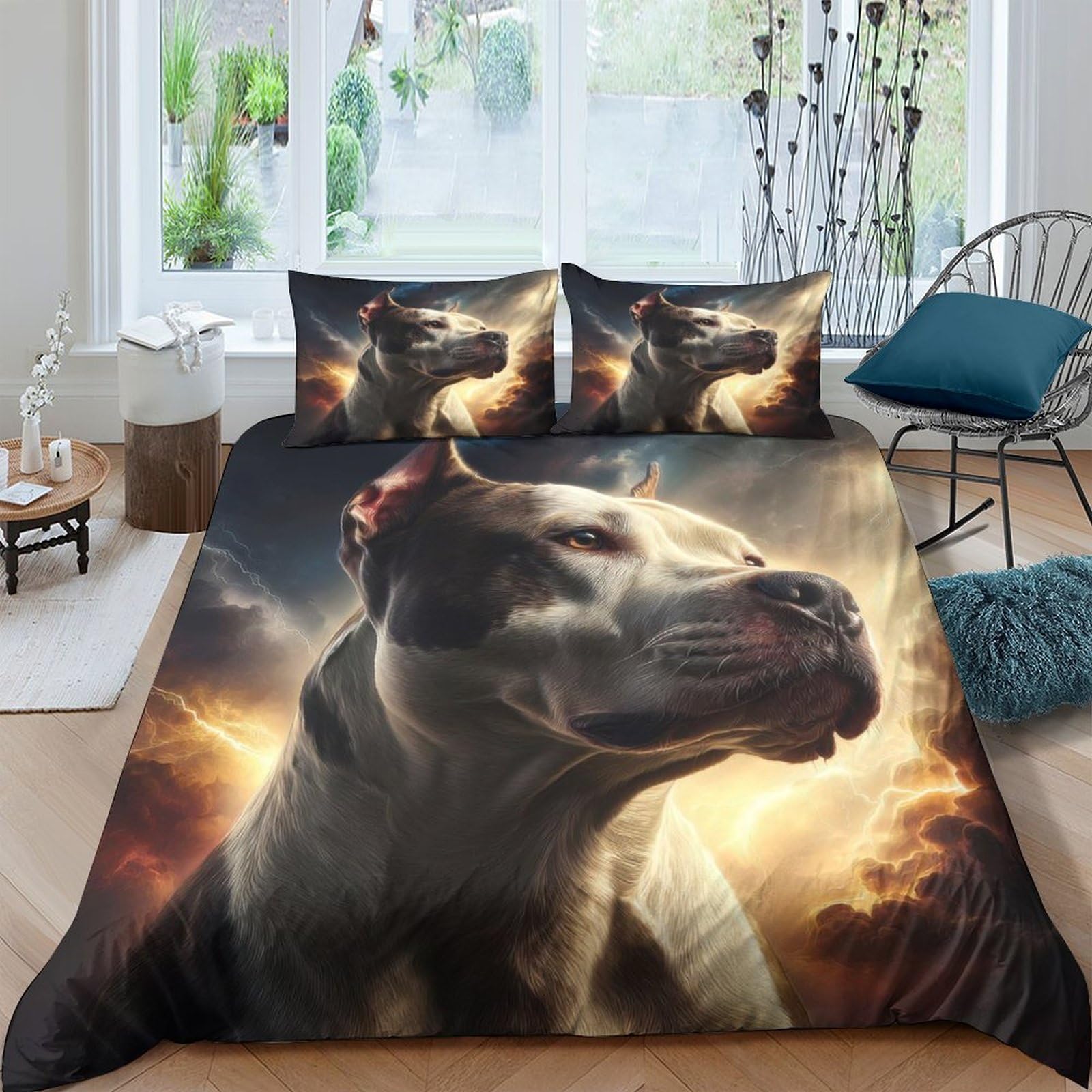 Ctjqhvkz Style-3 3D Printed Majestic Dog Fitted Sheet Microfiber Soft Easy Care Sunset Clouds Mattress Cover Bedroom Decor Single（135X200cm）