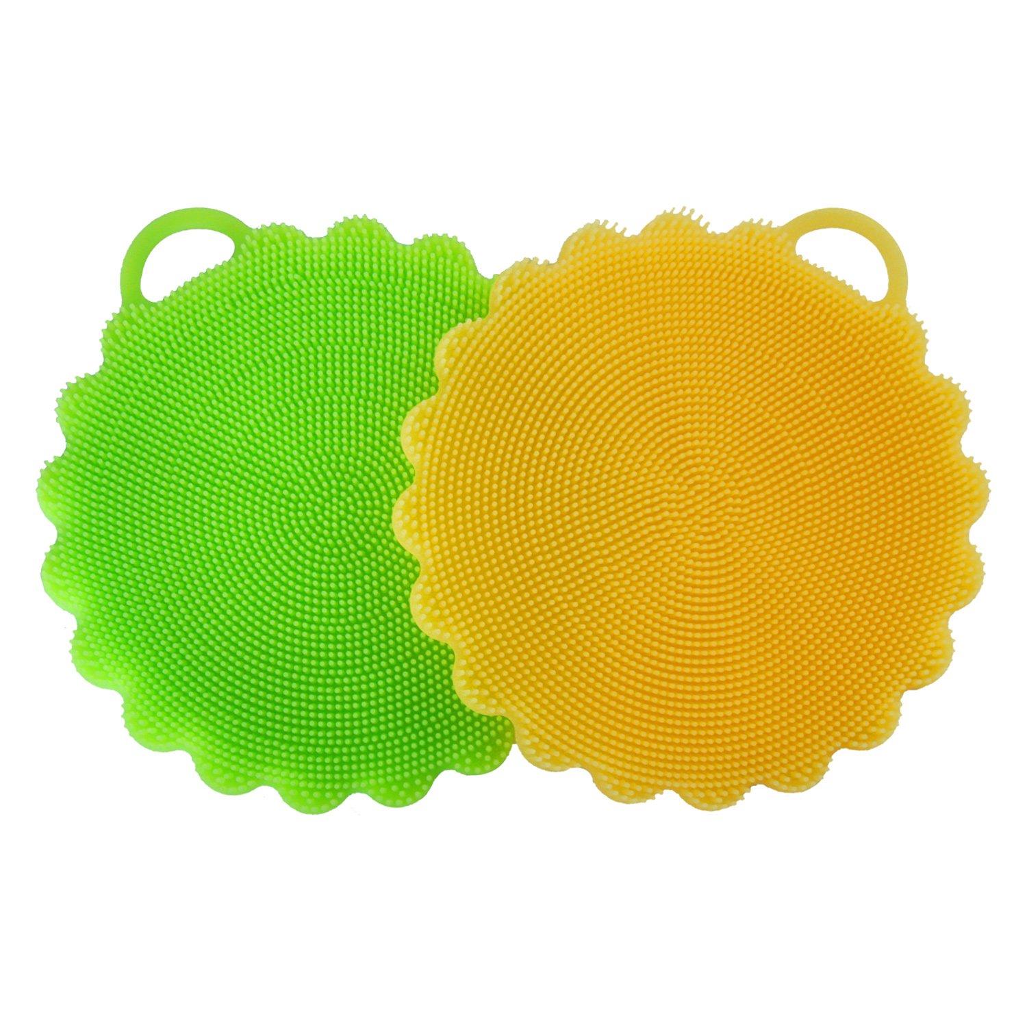 Silicone Dish Scrubber Dishwashing Cleaning Brush - 2 PCS Random Color (Orange/Green/Blue)