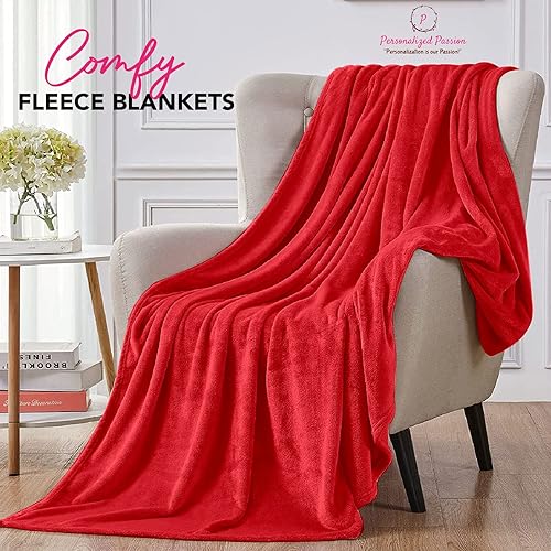 Vista 16 de Personalized Passion Mantas con nombre personalizado y monograma inicial - Manta personalizada para él y ella - Forro polar súper suave y acogedor