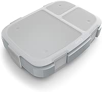 Bentgo Fresh Tray (Gray) with Transparent Cover - Reusable, BPA-Free, 4-Compartment Meal Prep Container with Built-In Portion Control for Healthy At-Home Meals and On-the-Go Lunches