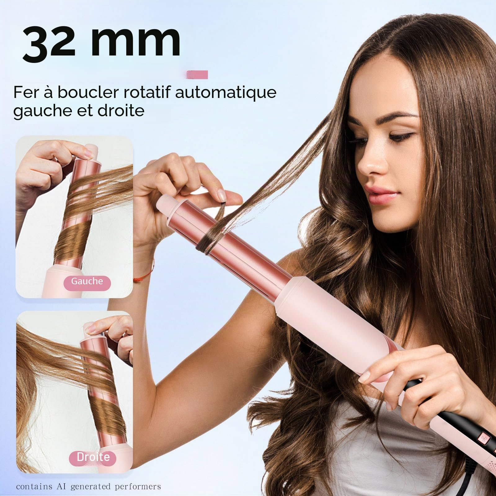 Coiffeur 9 en 1 haute vitesse à air chaud avec affichage numérique de la température, technologie ionique, 3 réglages de chaleur/froid, léger pour cheveux bouclés, raides, ondulés, salon et