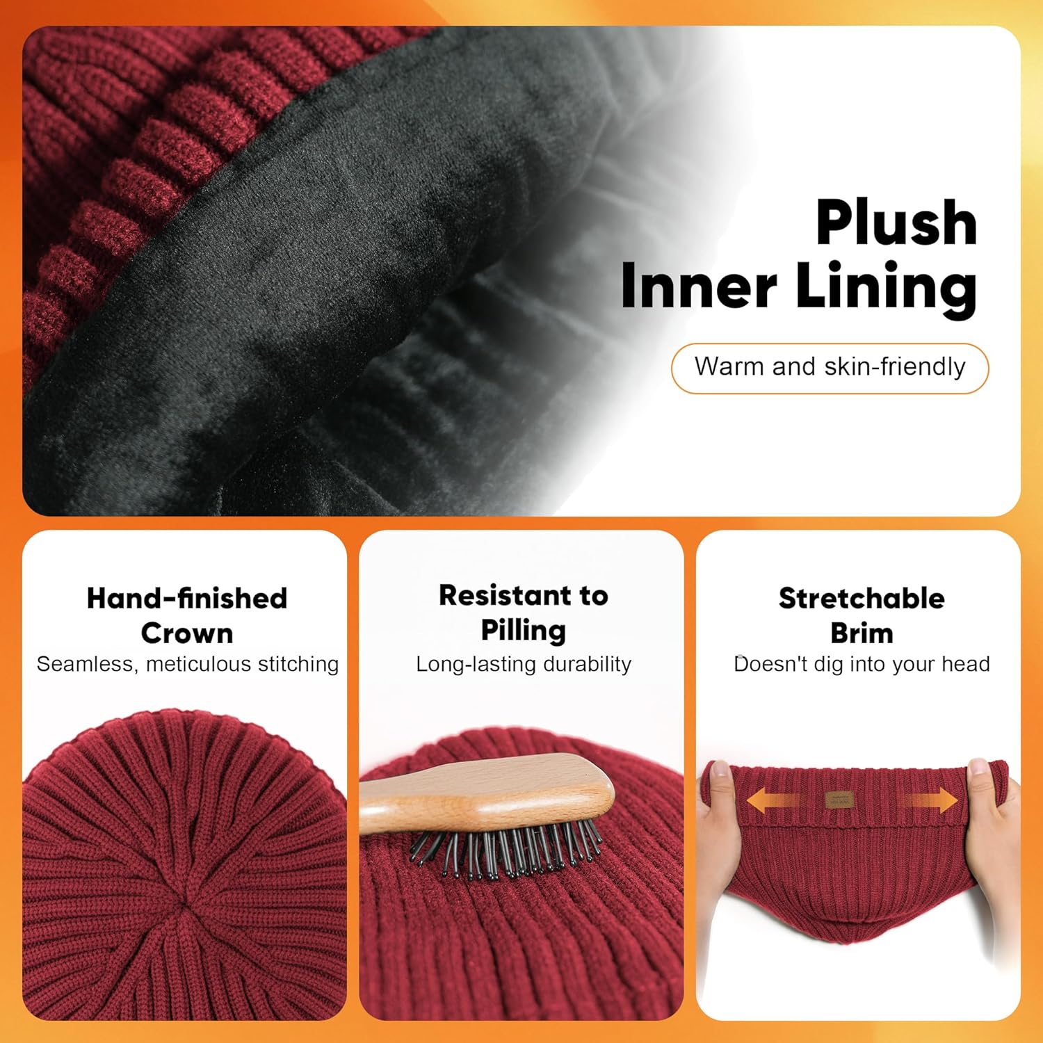 Merino Wool Beanie Hat for Men Women - Thermal Knitted Winter Hat for Large Heads Hiking Running Cap Wrap for Cold Weather - Image 5