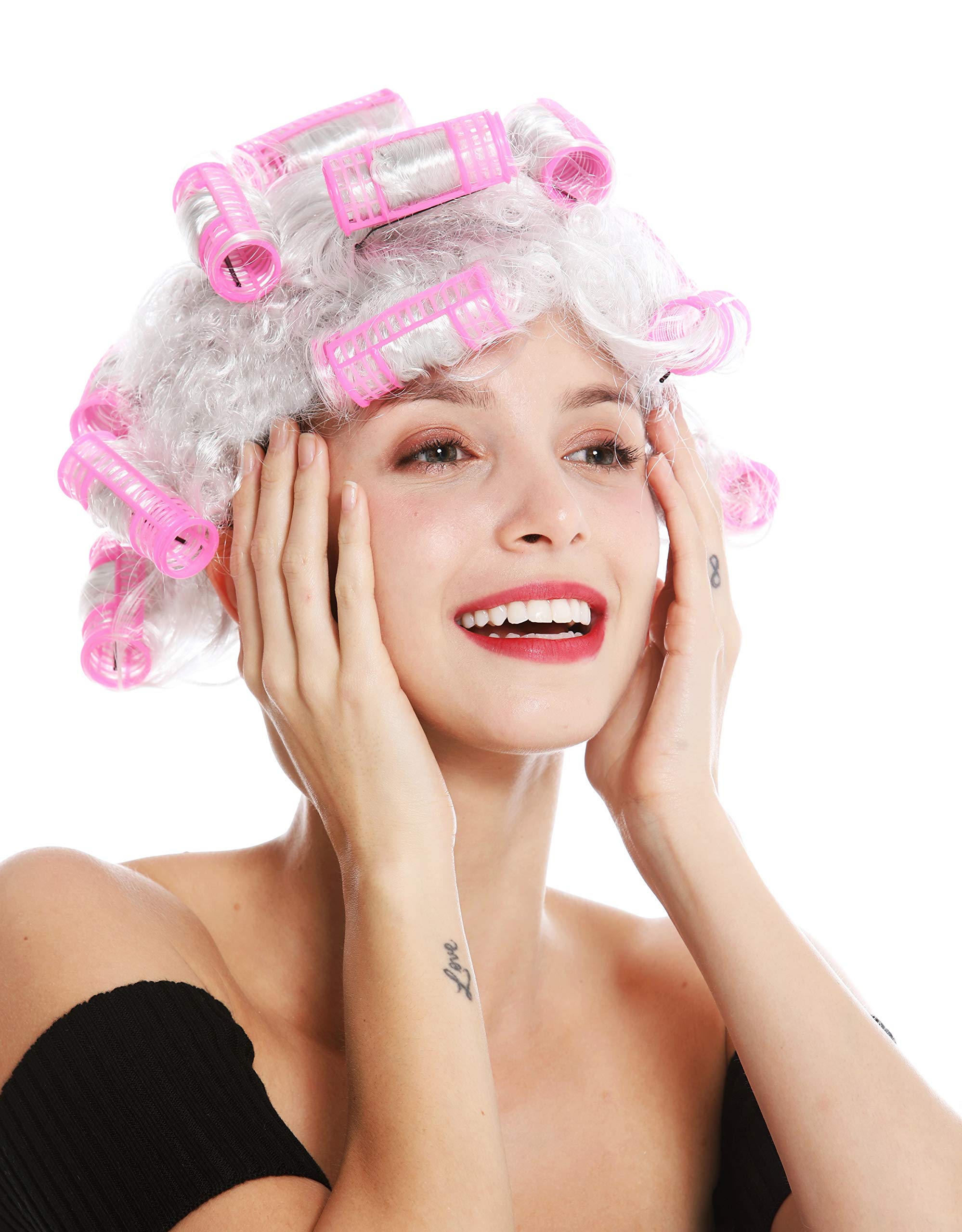 Perruque Femme Au Foyer Bigoudis Blond Lumineux WIG ME UP - Carnaval Halloween Drag Queen