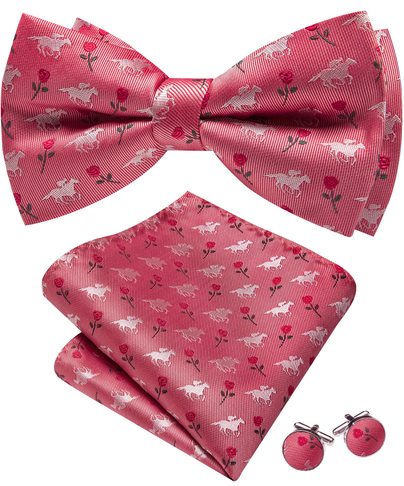 Barry.Wang Paisley Striped Bow Tie for Men Silk Pre-Tied Bowtie Set