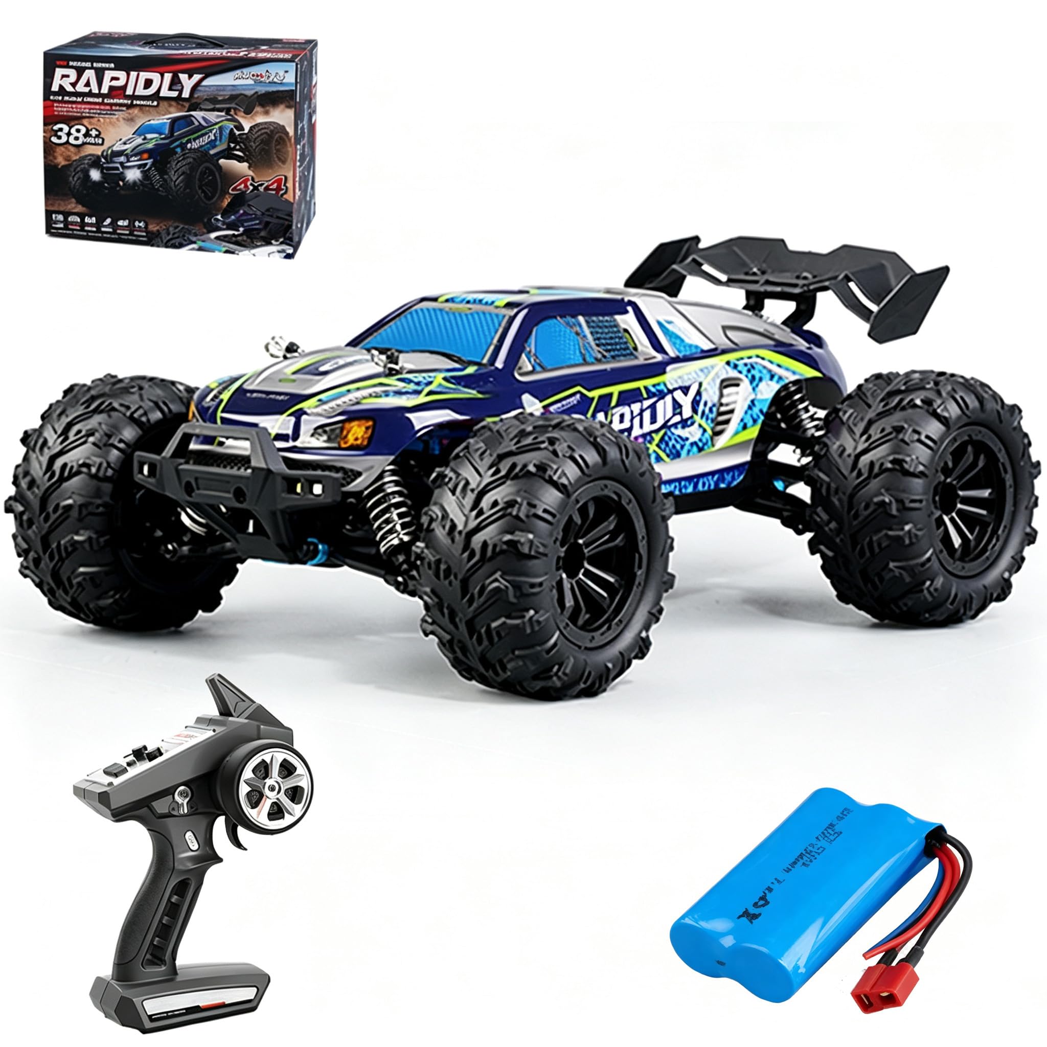 X-Verse Zdalnie sterowany samochód 1:16, 50 km/h, silnik ze szczotką węglową RC, wysoka prędkość, Offroad Drift, samochód wyścigowy, 2,4 GHz, 4WD All Terrain Offroad, samochód wyścigowy, 1 bateria