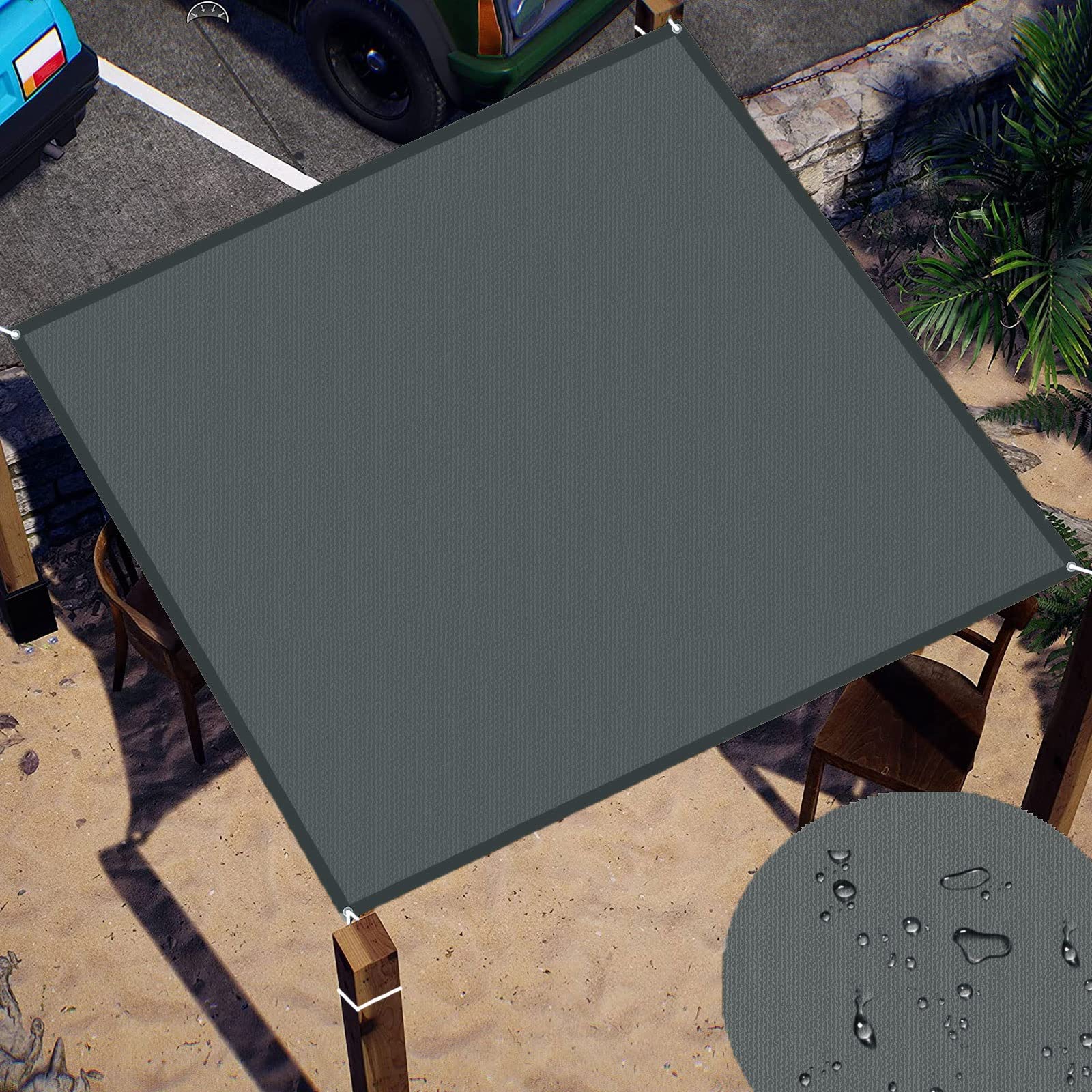 Voile d'ombrage imperméable et anti-UV 1x3.2 m avec œillets pour terrasse et camping