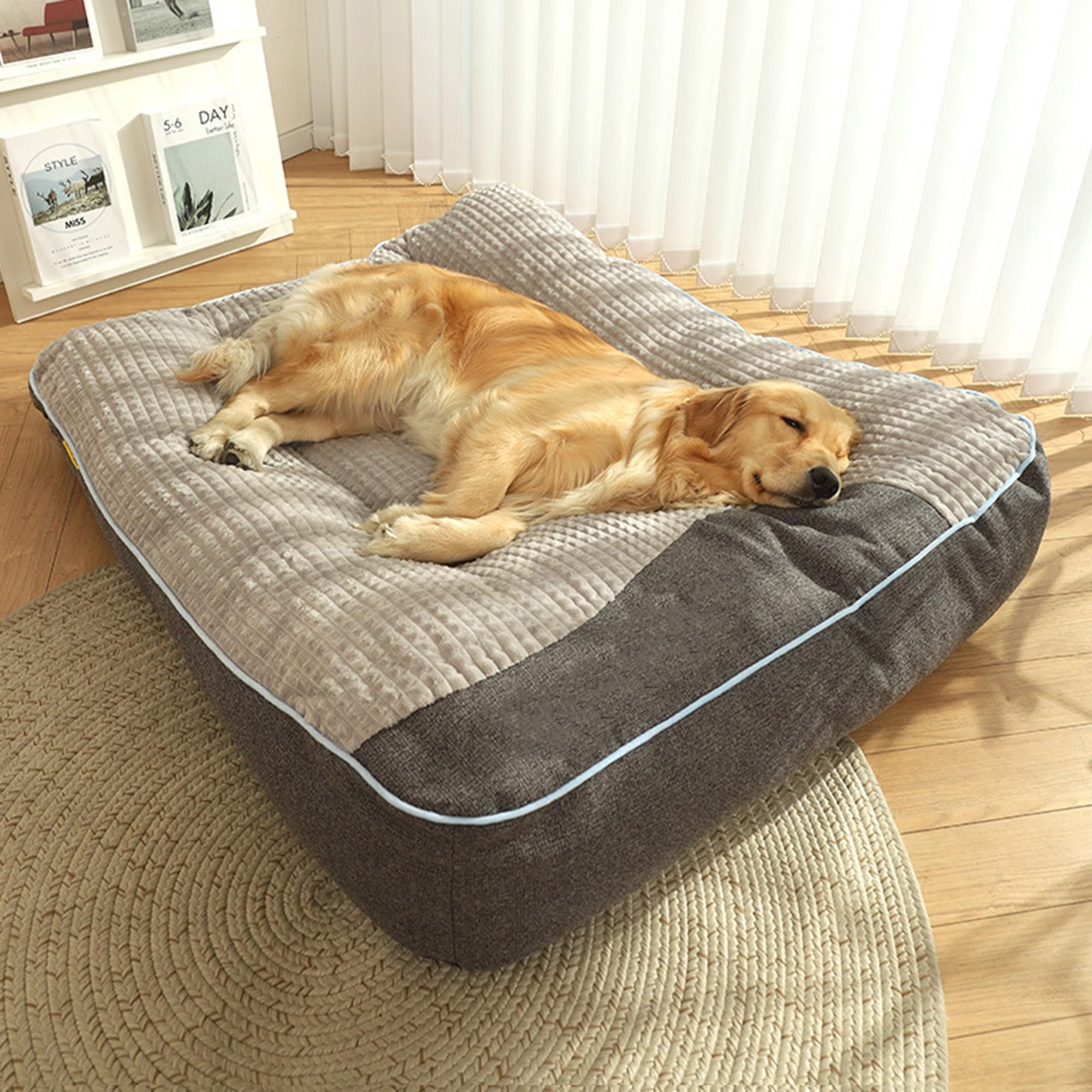 FREUDENTIER Orthopedisch hondenkussen XXL van teddy - wasbaar - hondenbed/hondenmand antislip - voor grote honden (reizen, 120 x 80 cm