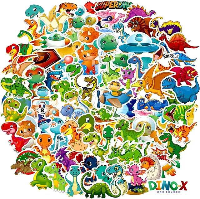 100 Autocollants Dinosaures Cool - Vinyle Imperméable pour Décorer Skateboard, Valise, PC