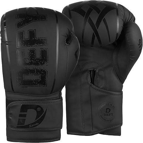 DEFY - Guantes de boxeo para hombres y mujeres, guantes de boxeo de cuero sintético de alta calidad para entrenamiento, perfectos para perforar