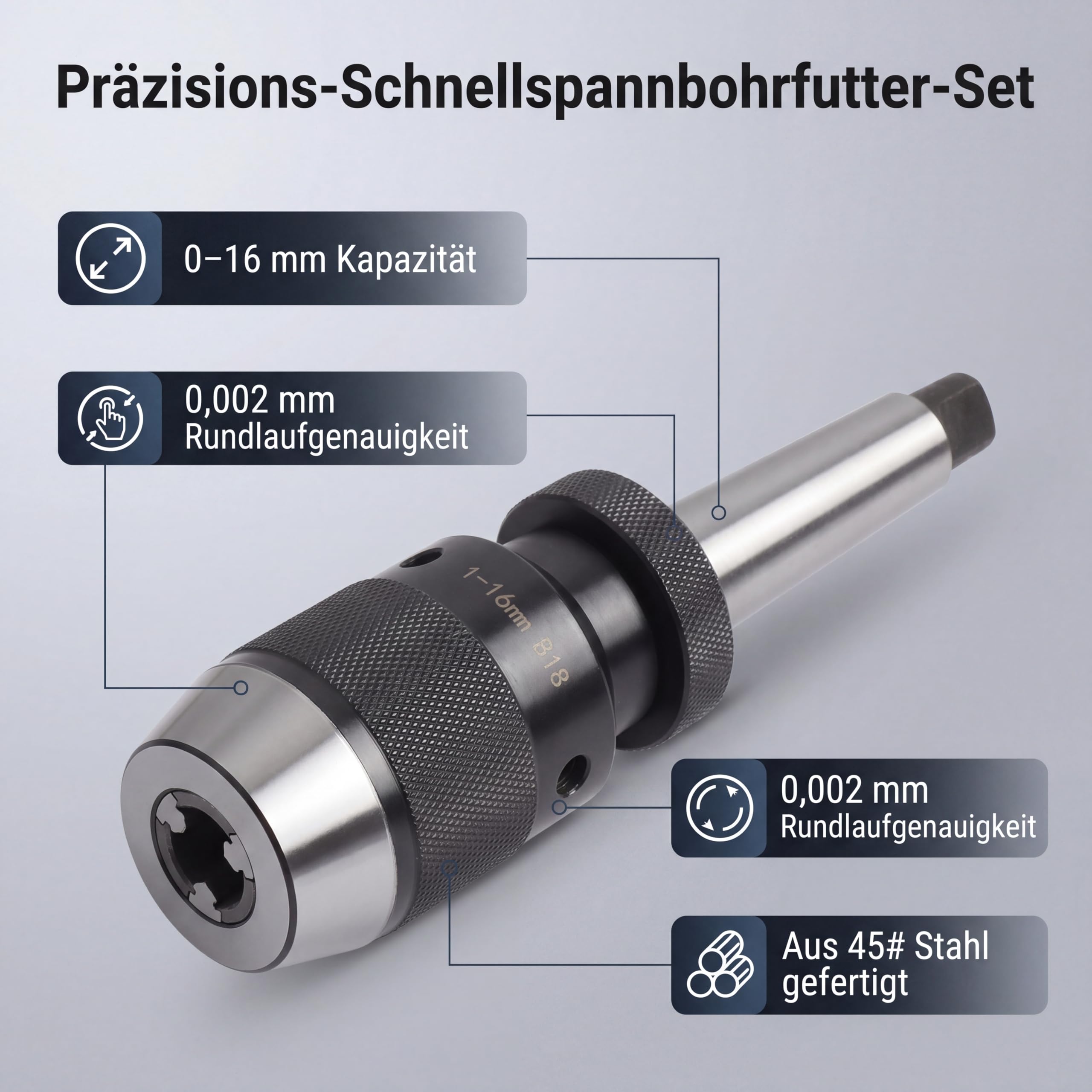 Volkers Schnellspannbohrfutter 1-16 Mm Mit MK3 Konu Produktbild-Vorschau 3
