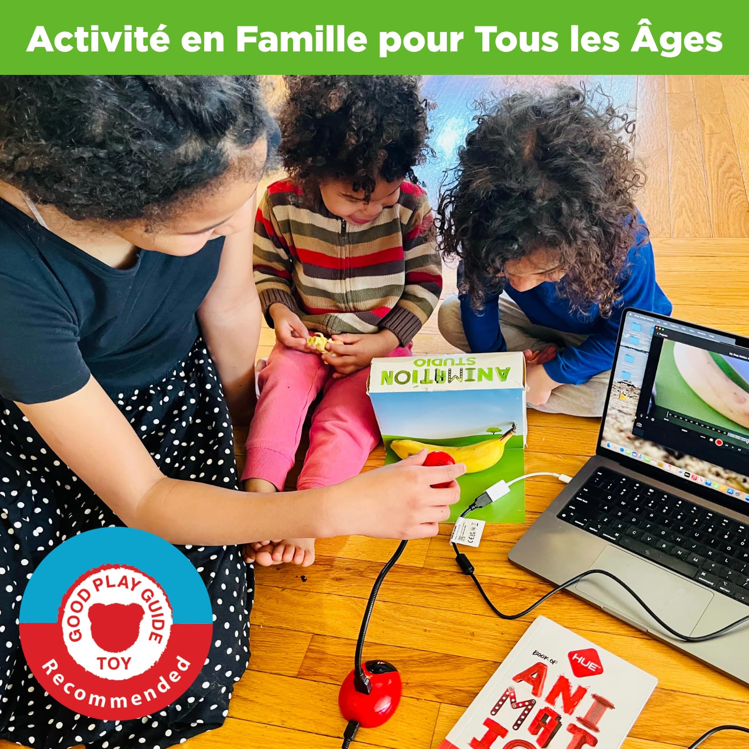 HUE Animation Studio (Noir) : Kit Stop Motion Complet pour Windows/macOS | Pour enfants à partir de 7 ans, Caméra Full HD 1080p, microphone intégré, logiciel, livre, ressources téléchargeables