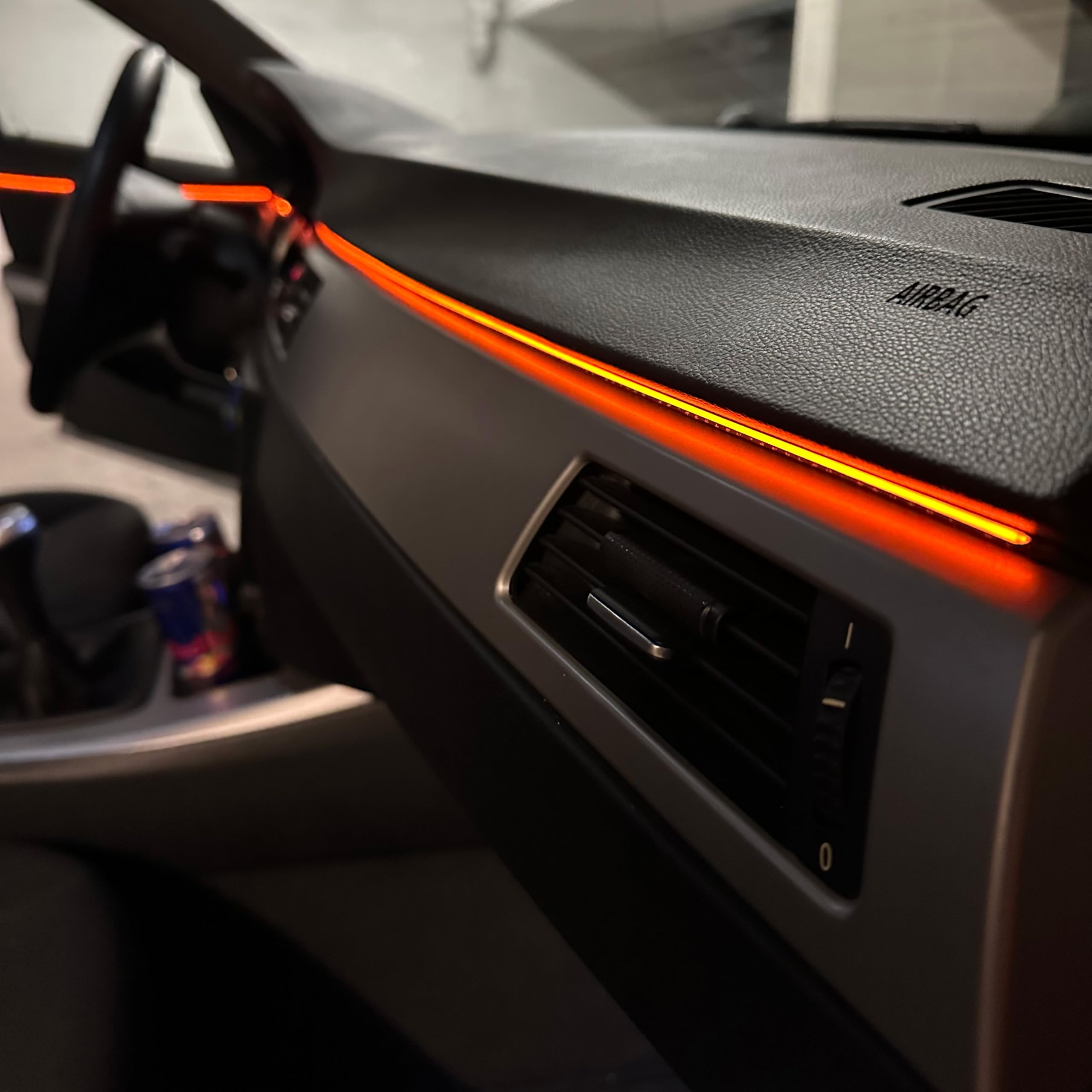 letronix Full LED Ambientebeleuchtung für Armaturenbrett 4 Türen in Orange LED-Leisten Einfarbig Auto 12V (Orange, Armaturenbrett 4 Türen