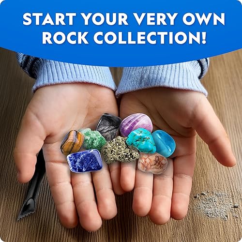 Miniatura 16 de National Geographic - Kit de excavación de piedra natal – Kit de ciencia con 12 piedras de nacimiento originales, incluye un diamante real, rubí