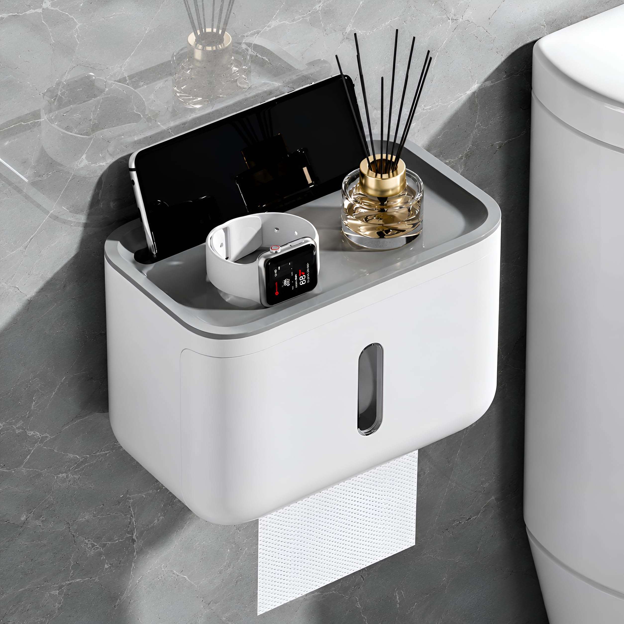 Srxes Self Adhesive Toilet Paper Holder for Bathroom with Mobile Stand, Wall Mounted Tissue Paper Holder, Toilet Paper Roll Holder for Bathroom, Bathroom Accessories (White)-image-47