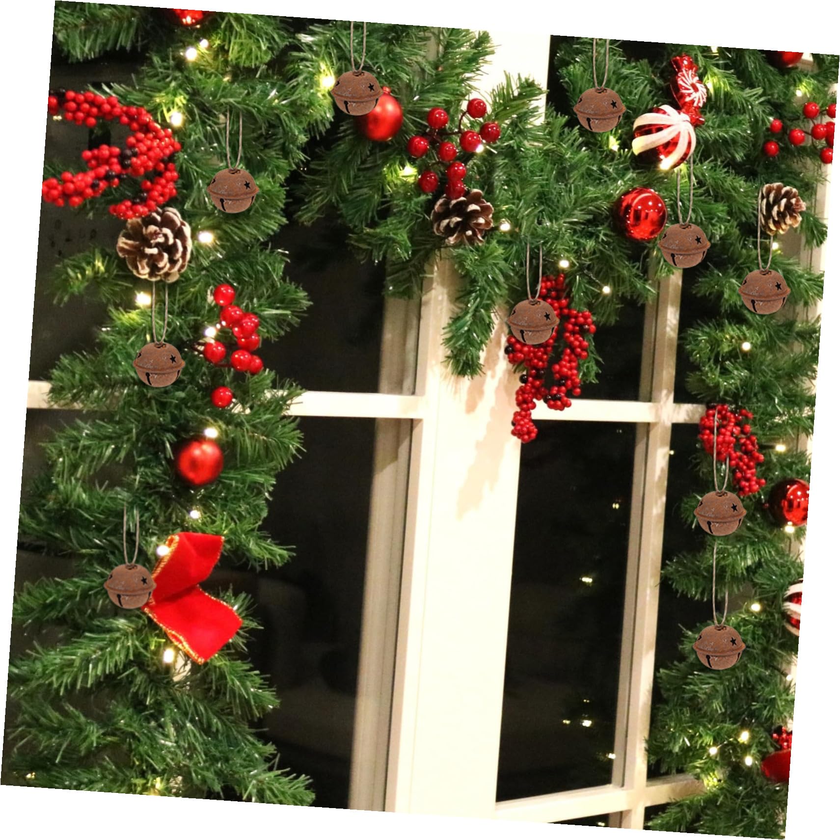 INOOMP 24pezzi Campanella Natalizia Arrugginita di Metallo Campanellini Decorativi per Albero di Natale Campana Fai da Te Artigianale Adatta per Ornamenti Natalizi e Rustic