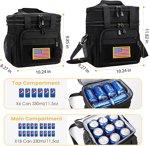 Miniatura 2 de Lonchera táctica para hombres, bolsa de almuerzo aislada expandible, lonchera resistente con correa para el hombro, bolsa enfriadora a prueba de