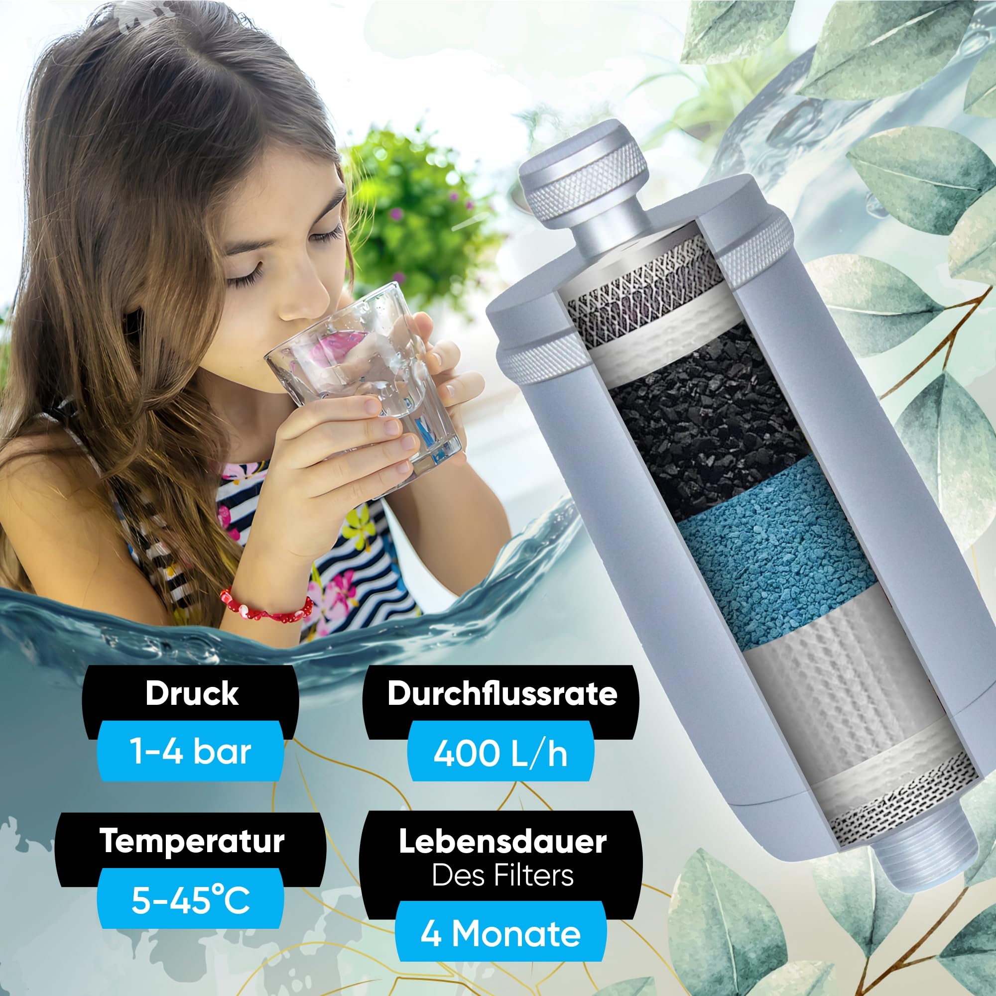 Sydros Ferox 5-Stufen-Filter – Entfernt bis zu 99% der Schadstoffe (Mikroplastik, Chlor, PFAS) & filtert über 500 Schadstoffe – Hochleistungsschutz für Ihre Gesundheit Duschfilter