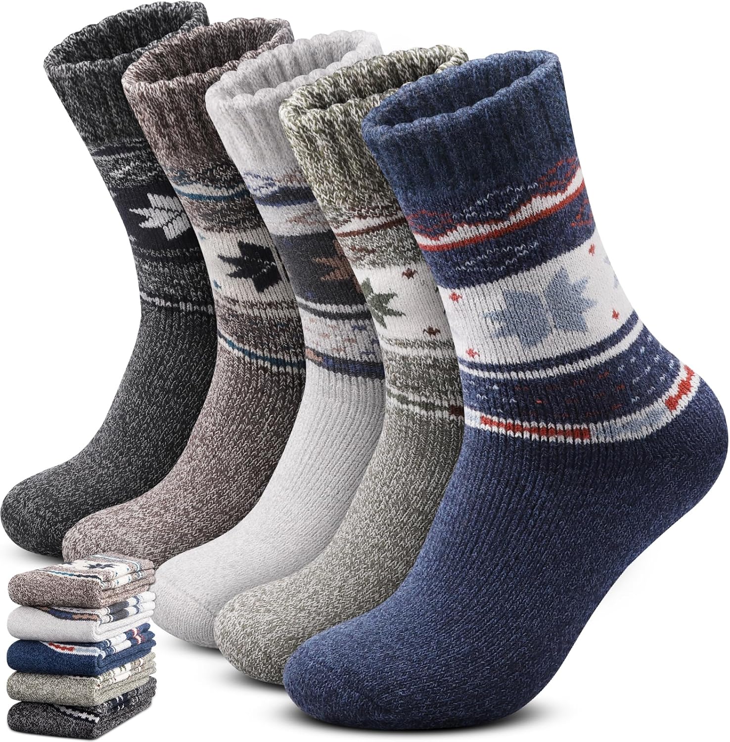 Yeblues Men’s 5-Pair Thermal Wool Hiking Socks for Winter Warmth Yeblues Men’s 5-Pair Thermal Wool Hiking Socks for Winter Warmth