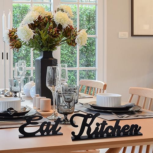 Miniatura 6 de Jetec Letrero decorativo de madera para cocina, decoración rústica de granja, letras de madera para cocina, hogar y sala de estar, 2 piezas