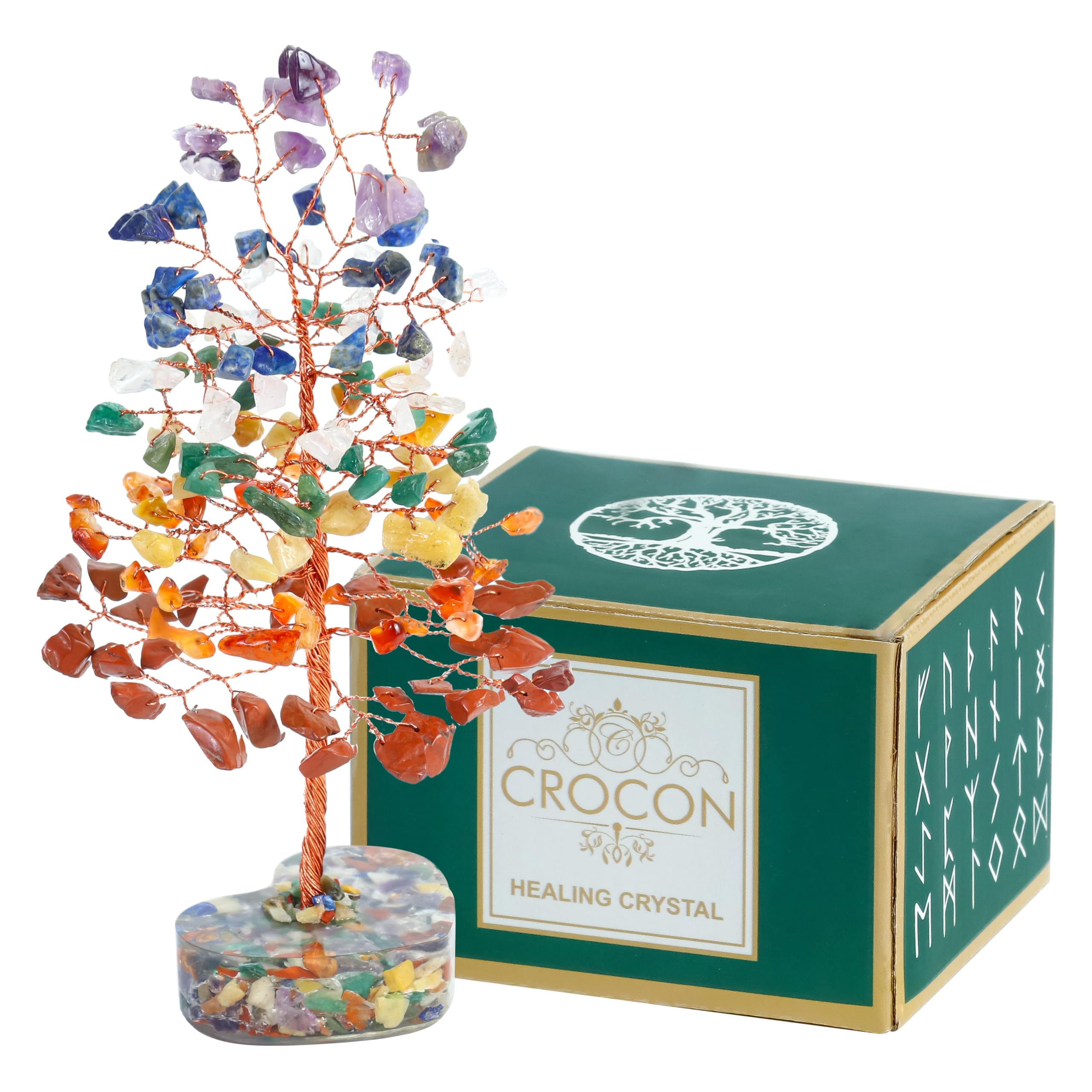 Crocon® 7 Chakra Crystal Tree Good Luck Birthday Gifts For Womens, Mum, Healing Stones & Crystals Tree Of Life For Positive Energy Good Luck Feng Shui Decor Home & Office Desk Decor Present For Her — image 1