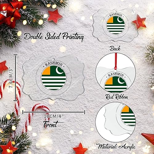 Vista 66 de Bandera nacional de Kuwait, decoración de árbol de Navidad de acrílico, adorno de recuerdo de la ciudad, adorno colgante para árbol de Navidad