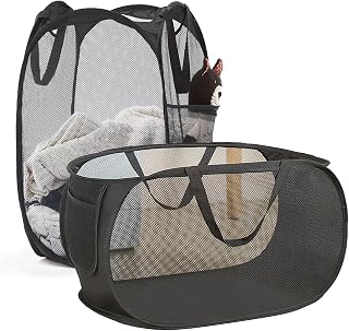 ランドリーバスケット 70L 横型 洗濯カゴ 折りたたみ 大容量 メッシュ 折りたためる バスケット 横型洗濯かご 洗濯籠 洗濯物入れ 旅行 持ち運び可能 2個セット ブラック