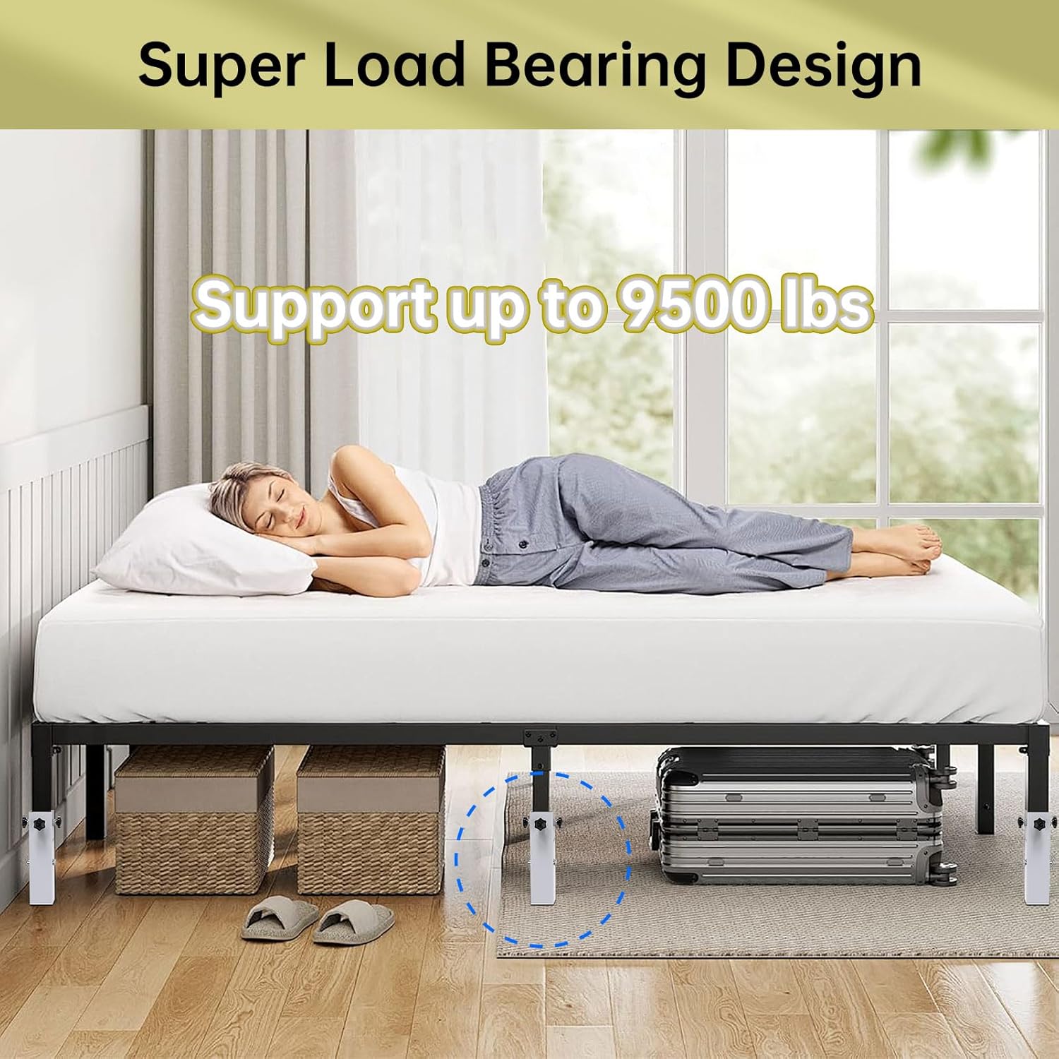 4 Pack Carbon Steel Dorm Bed Risers 2.4" Diameter Metal Bed Riser Tall Bed Riser for College Dorm Wooden Bed Frame, Table Adjust Height 3.2", 5.1", 8.1" or 11.2" (Fit for Bed Leg 1.5-2.3")