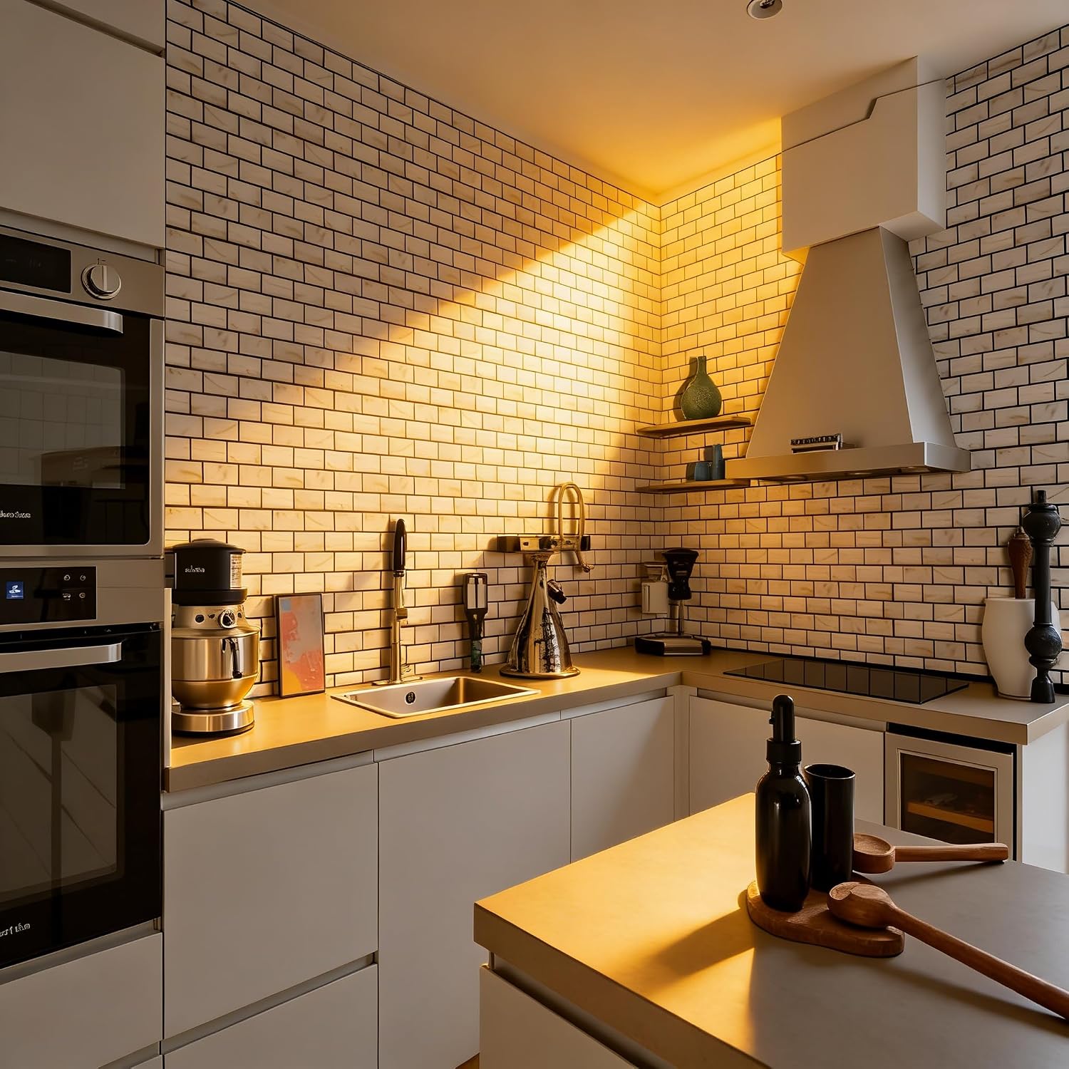 3D Wall Panels Peel and Stick,3D Brick Wallpaper Peel and Stick,Faux Stone Wall Panel Self-Adhesive for Accent Walls, Kitchen, Bathroom, Bedroom & Office Decor (White)