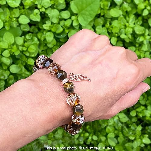 Miniatura 6 de ARTSY Crafts Glow in the Dark Firefly Beads + Natural Gemstone Bracelets, Handmade in USA