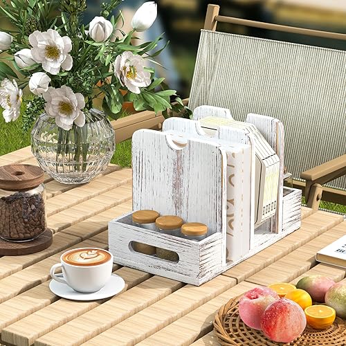 Miniatura 2 de Servilletero para mesa, servilletero de madera con salero y pimentero, servilleteros para cocina, servilleteros de granja para servilletas de papel