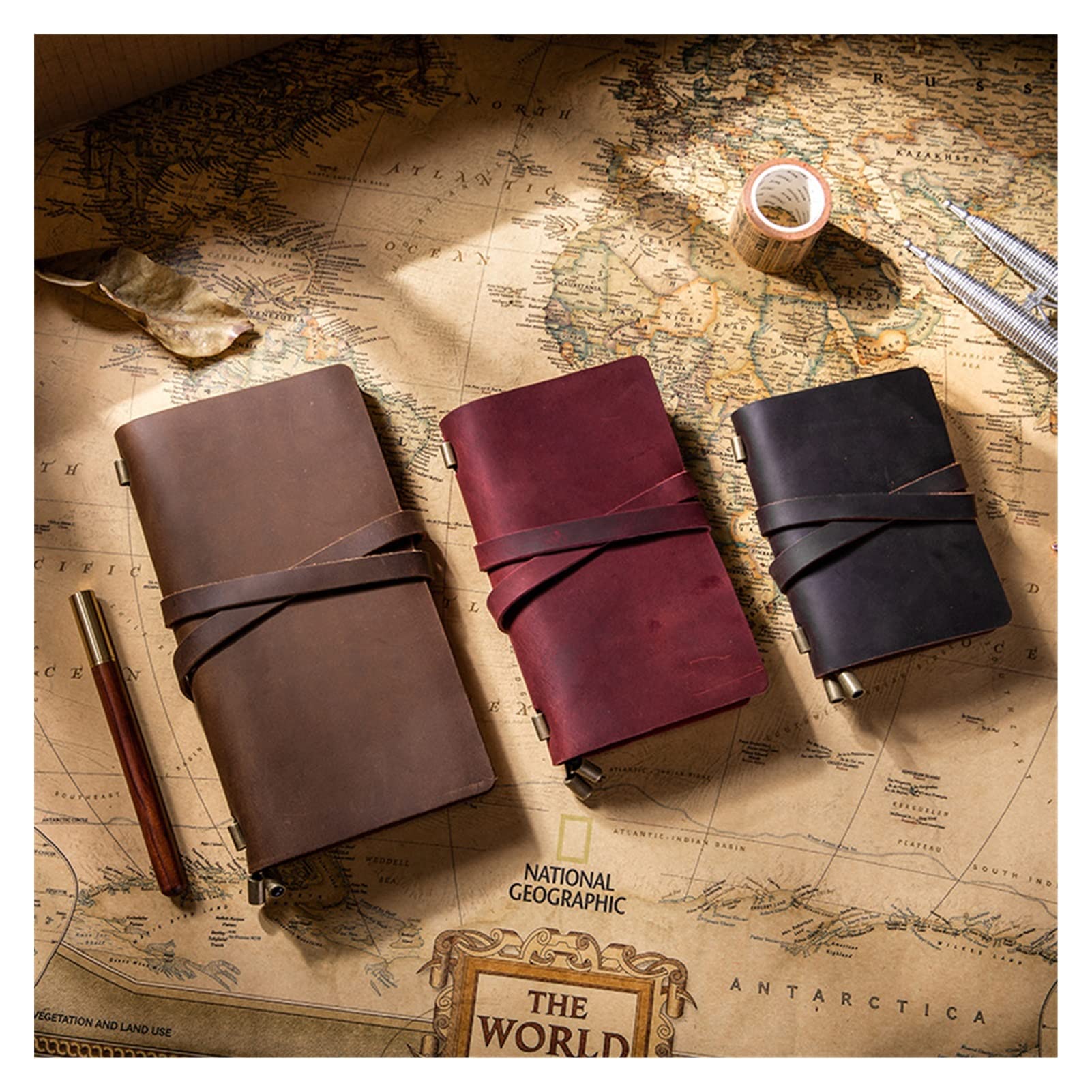 Taccuino in vera pelle Handmade Retro Diario di vacchetta Diario Diario Sketchbook Planner Planner Kraft Carta Viaggiatore Nota Book Copertina della carta (Color : Wine Red-M)