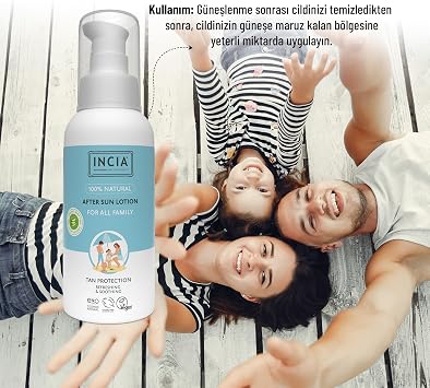 INCIA 100% Natural After Sun Lotion After Sun Organic Aloe Vera Moisturizing Relaxing 100 ml