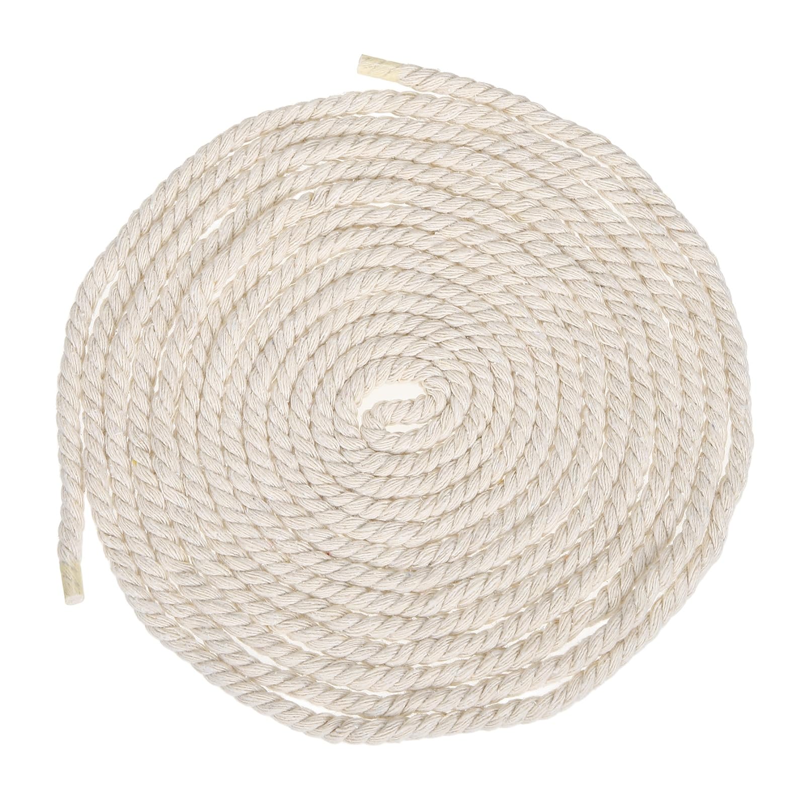 sourcing map 5mmx14.8Ft Beige Cotton Rope, 3 Strand Cord