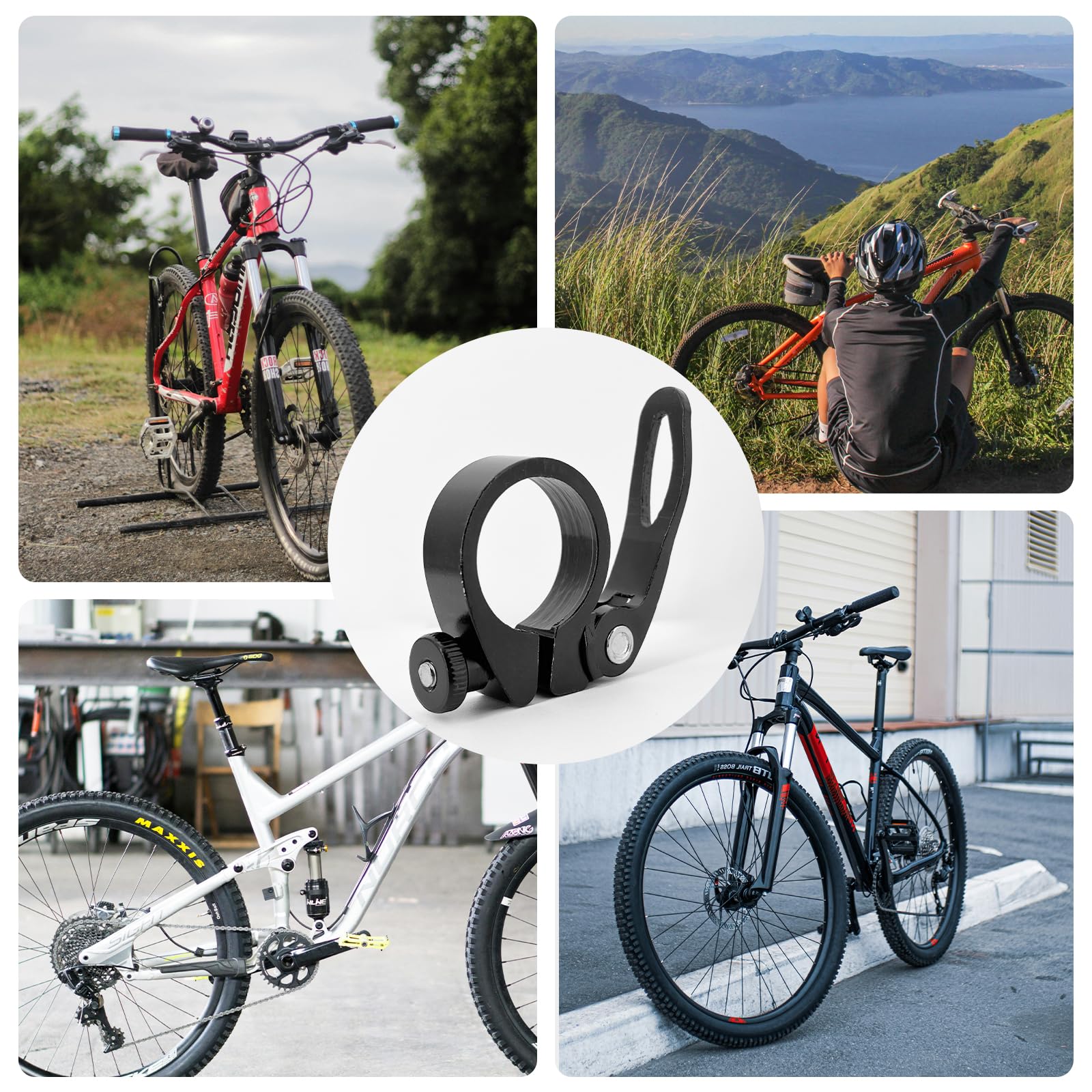 Morsetto per sella a sgancio rapido per bicicletta, 31,8 mm, morsetto per reggisella in alluminio, sgancio rapido per bicicletta, sella per il fissaggio del reggisella con anello di protezione