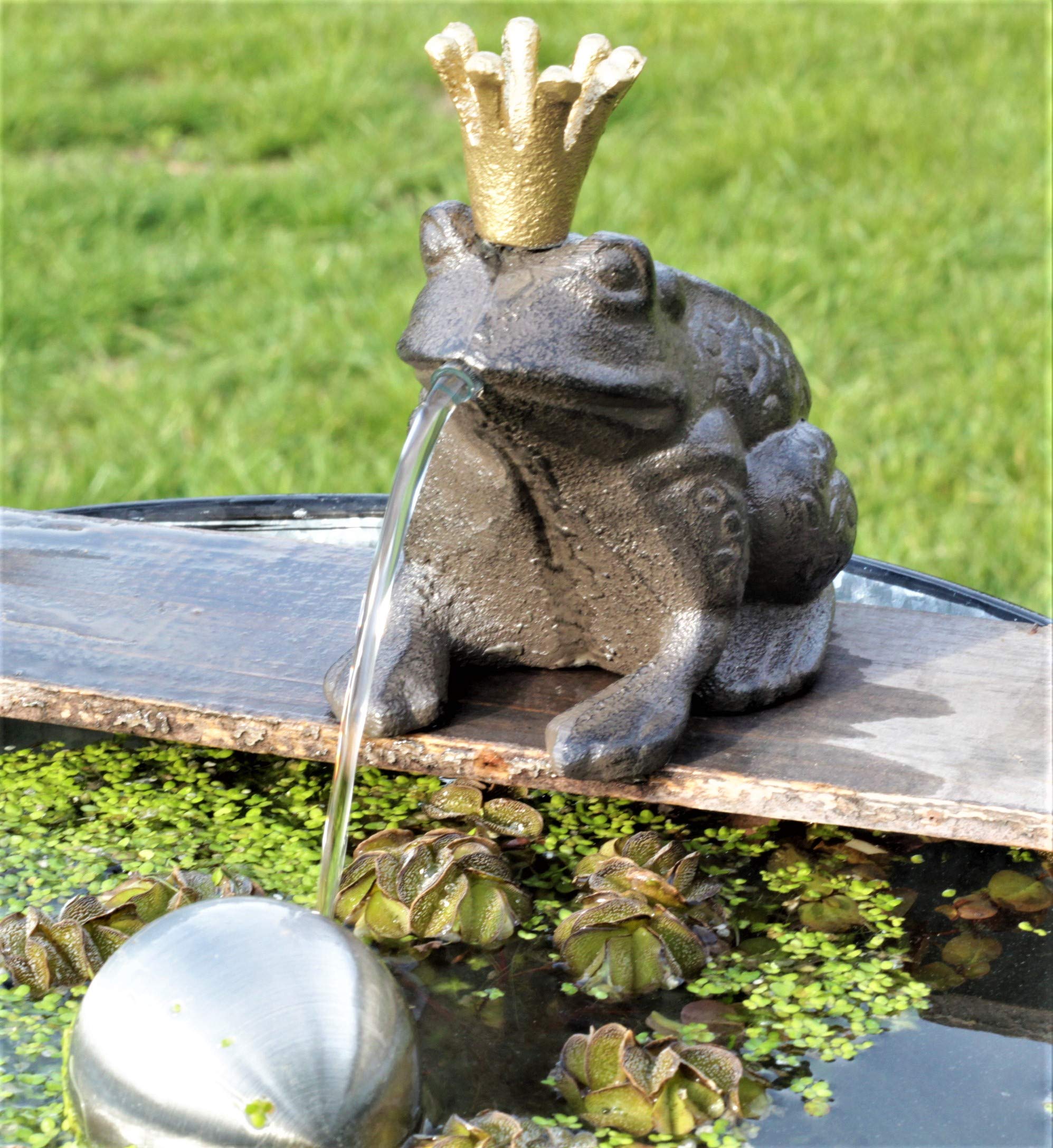 Wasserspeier Froschkönig Guß 13 cm mit Solarpumpe Solaris 170